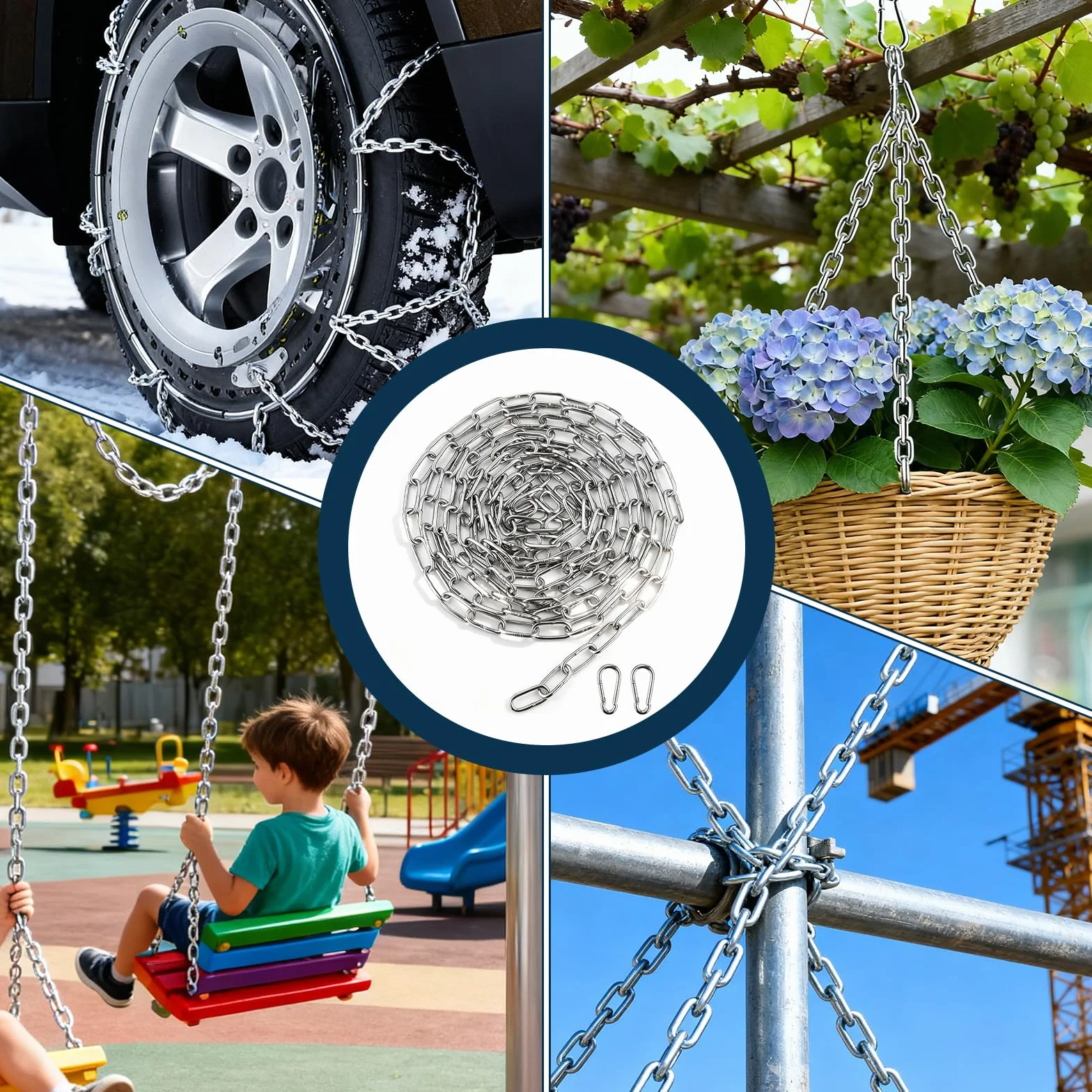Metalowy łańcuszek ze stali nierdzewnej, 5 m, towar sprzedawany na metry, 2 mm, łańcuch ogniwowy, 1 sztuka, metalowy łańcuszek ze stali nierdzewnej do łańcuszków na bieliznę, łańcuch dla psa