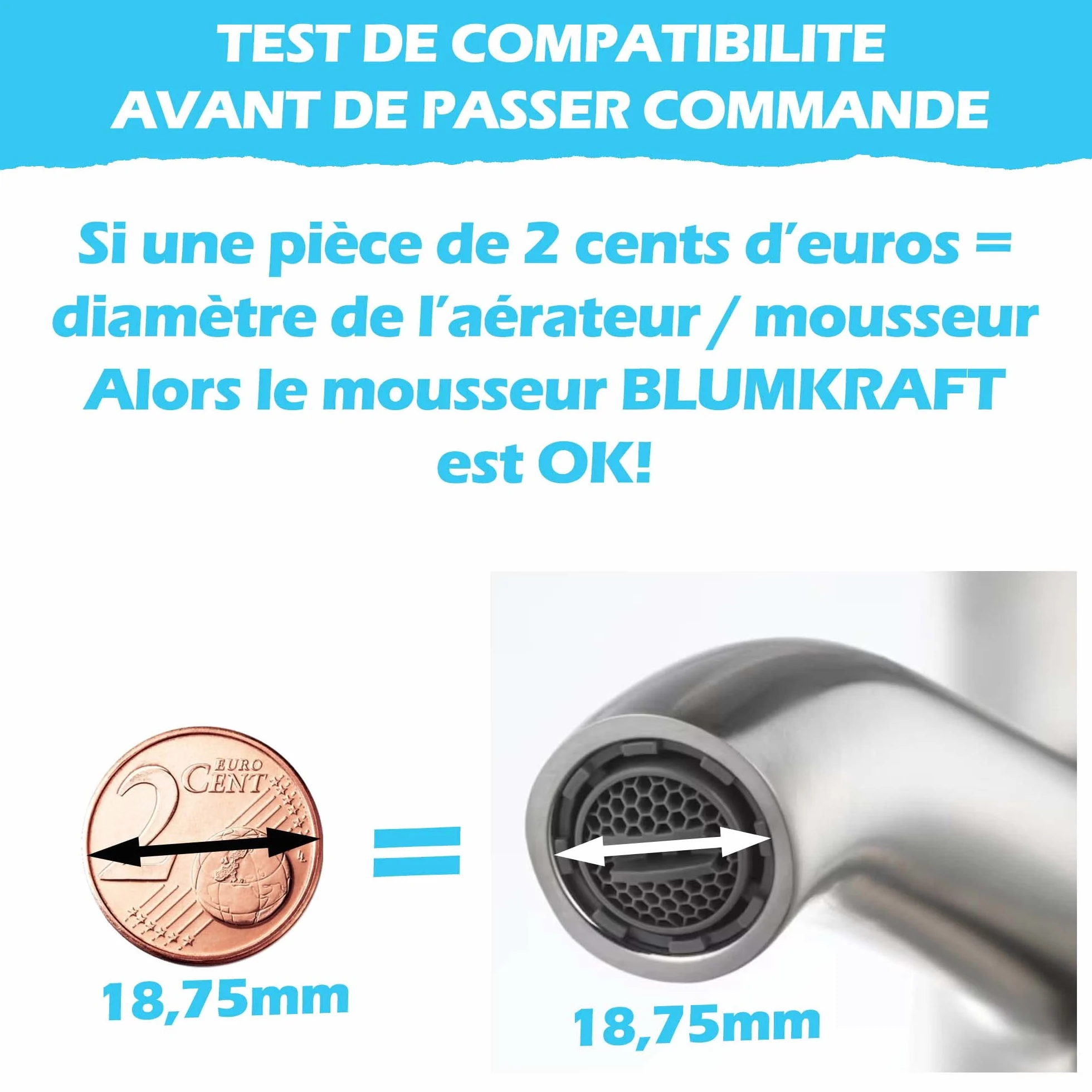 Aerator ze szczotkowanego niklu kompatybilny z kranami IKEA M18.5. Obrót o 360° i nachylenie 80°. Wbudowany filtr.