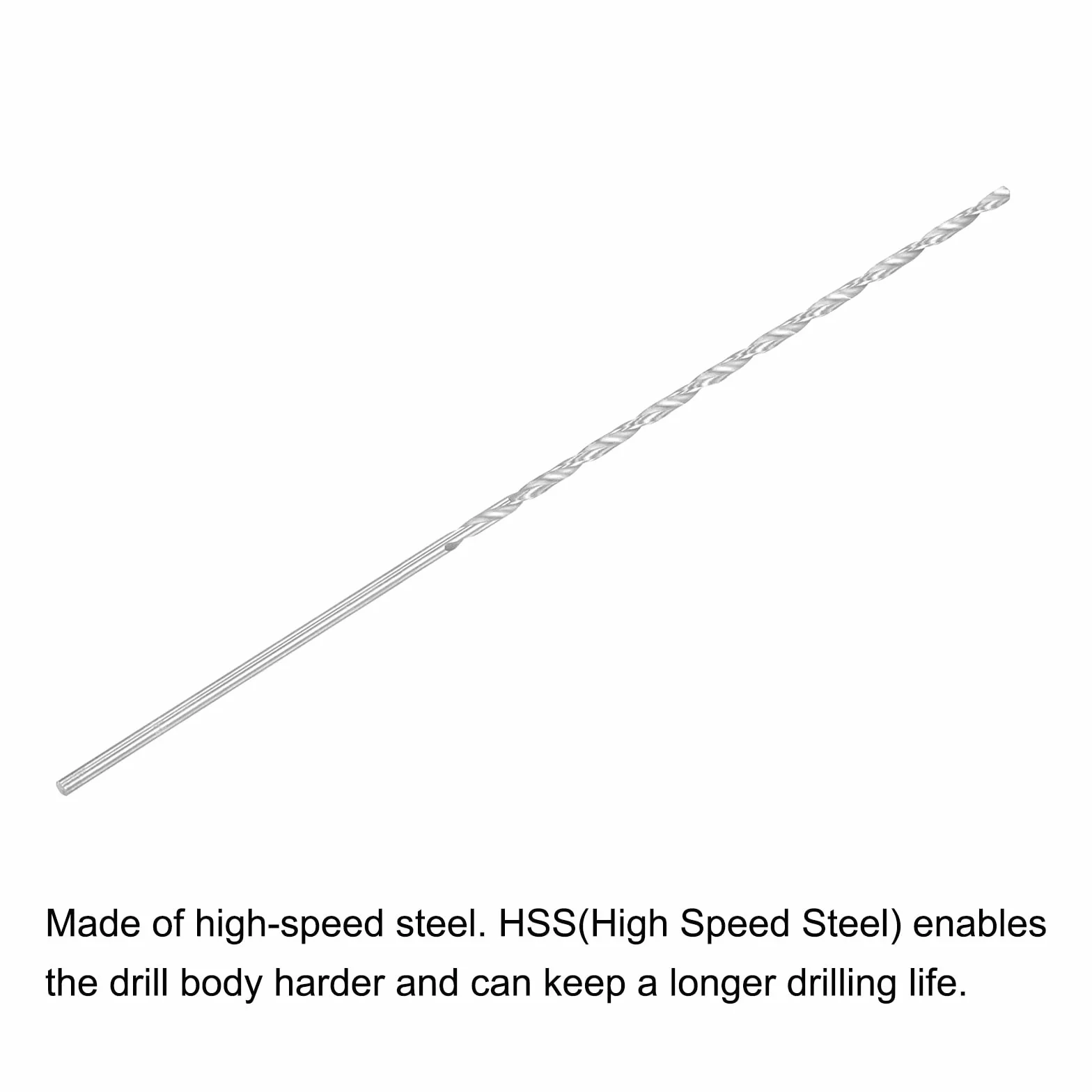 sourcing map 2 szt. HSS (stal szybkotnąca) bardzo długie wiertło Twist 3 mm średnica wiercenia 300 mm długość