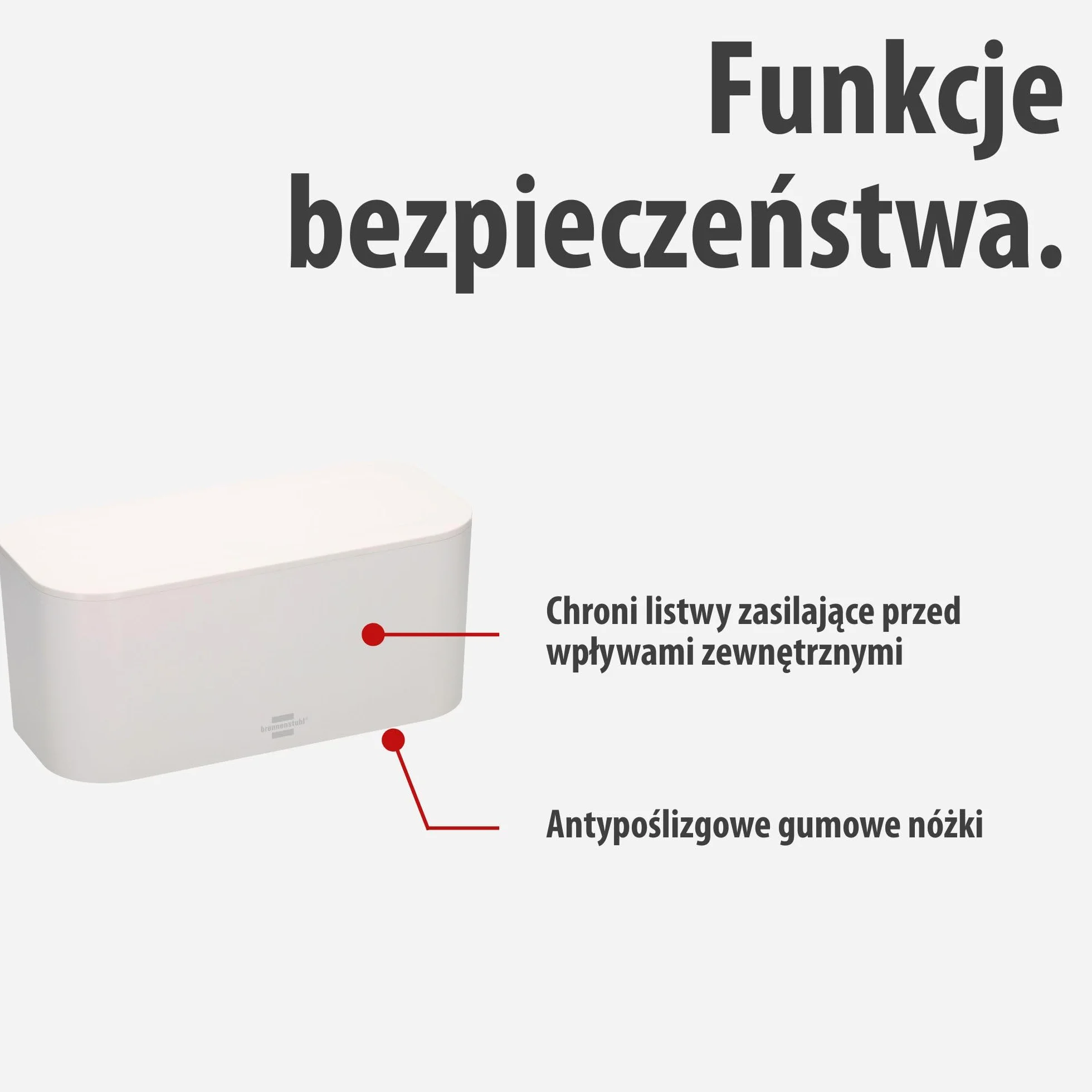 Brennenstuhl puszka kablowa do listwa zasilająca (z wysoce odpornego na uszkodzenia specjalnego tworzywa ABS, wymiary wewnętrzne: 296x129x134 mm, idealna do domu, biura i recepcji) biały