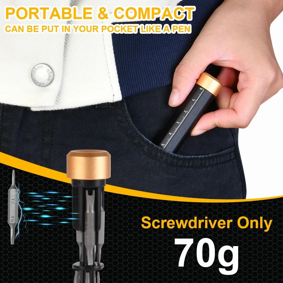 OSDUE Zestaw wkrętaków, Mini Precision 22 w 1, magnetyczny śrubokręt, uchwyt do T2, T3, T4, T5, T6, T8, P5, do telefonów komórkowych, tabletów, komputerów, okularów naprawczych
