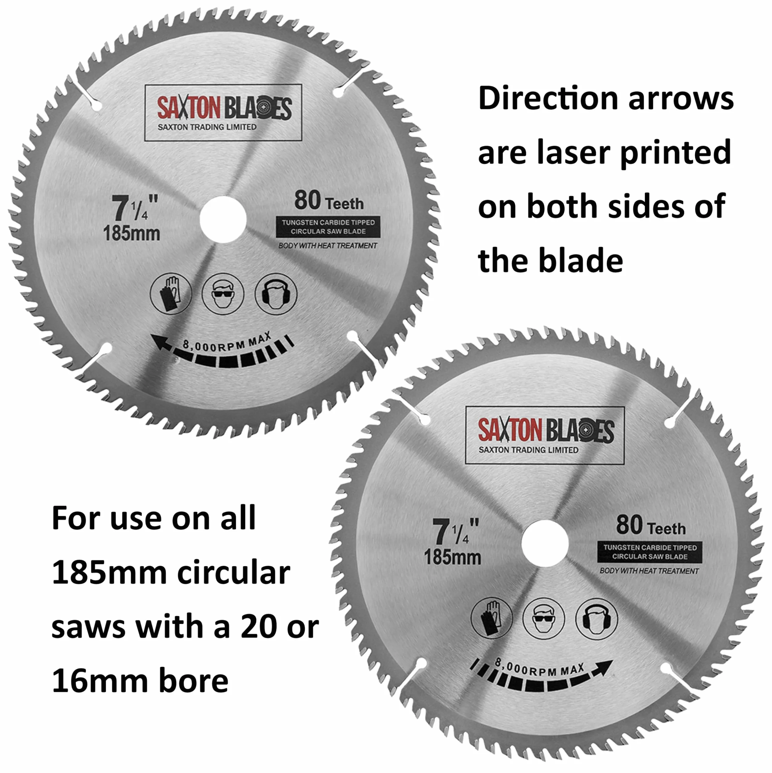 TCT18580T20B TCT Brzeszczot do piły tarczowej 185 mm x 80 T x 20 mm otwór 16 mm do Bosch Makita itp.