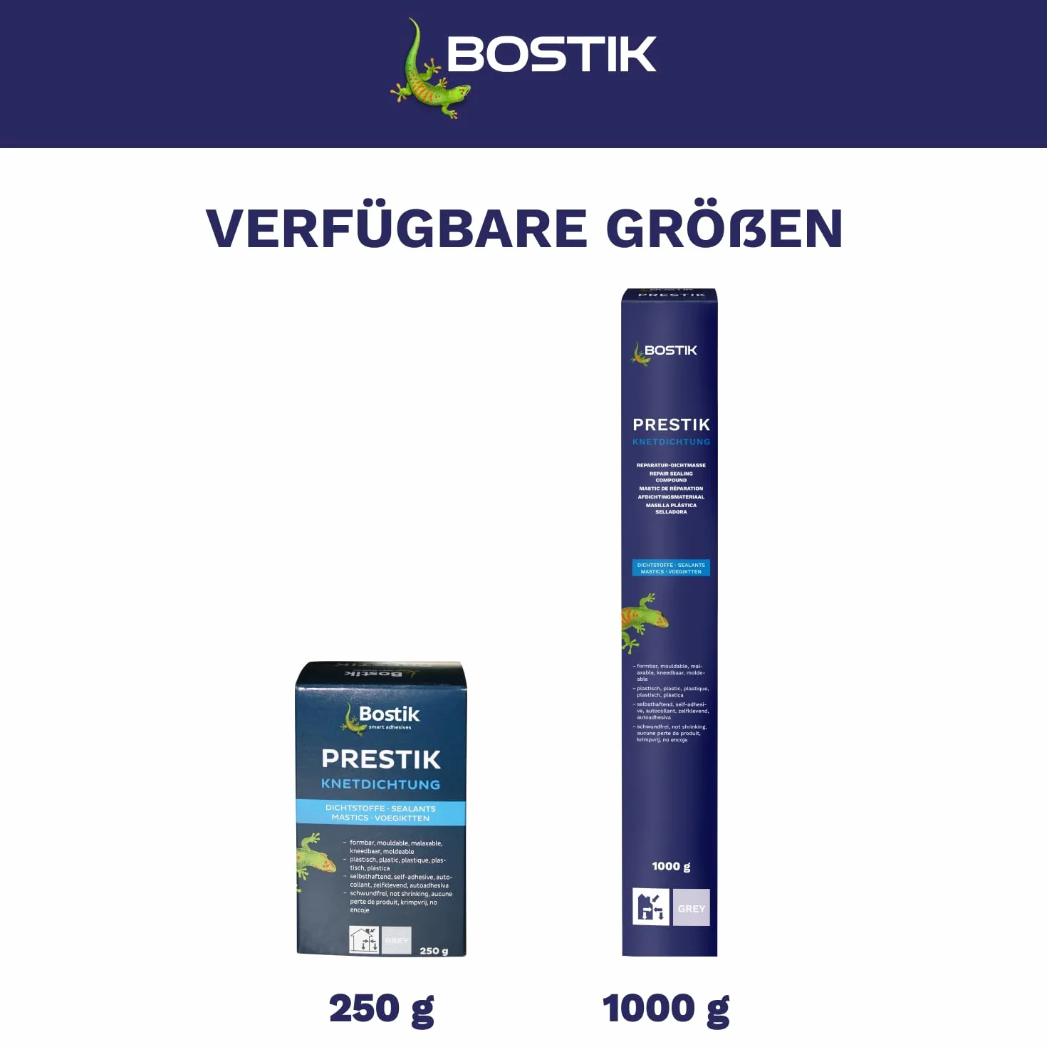 BOSTIK Prestik szara uszczelka do ugniatania, trwała plastyczna, nie zawiera rozpuszczalników, nie kurczy się, doskonała odporność na starzenie, do użytku wewnątrz i na zewnątrz, 250 g