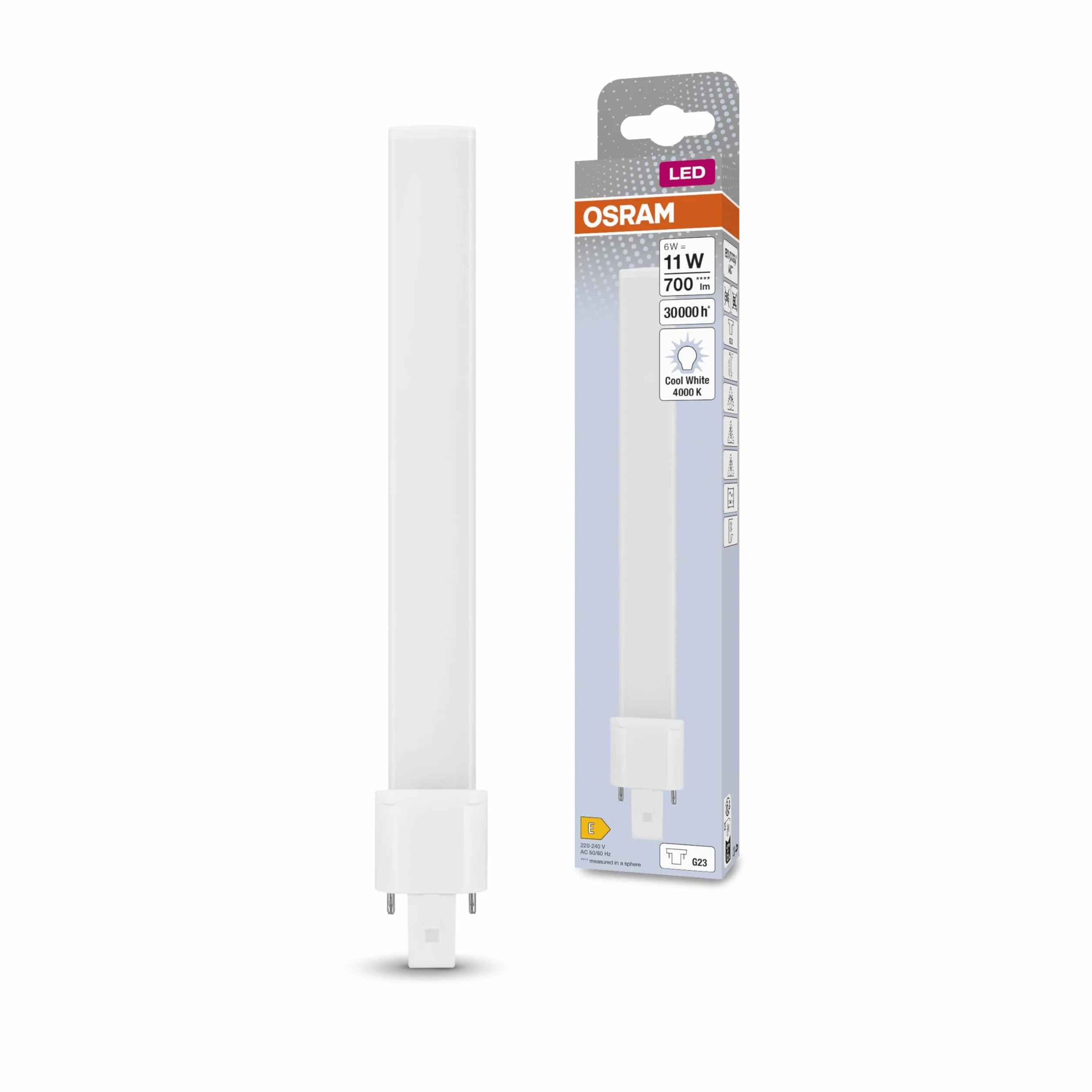 OSRAM DULUX S11 LED dla trzonka G23, 6 watt, 700 lumenów, chłodna biel (4000K), zamiennik konwencjonalnej lampy Dulux 11W