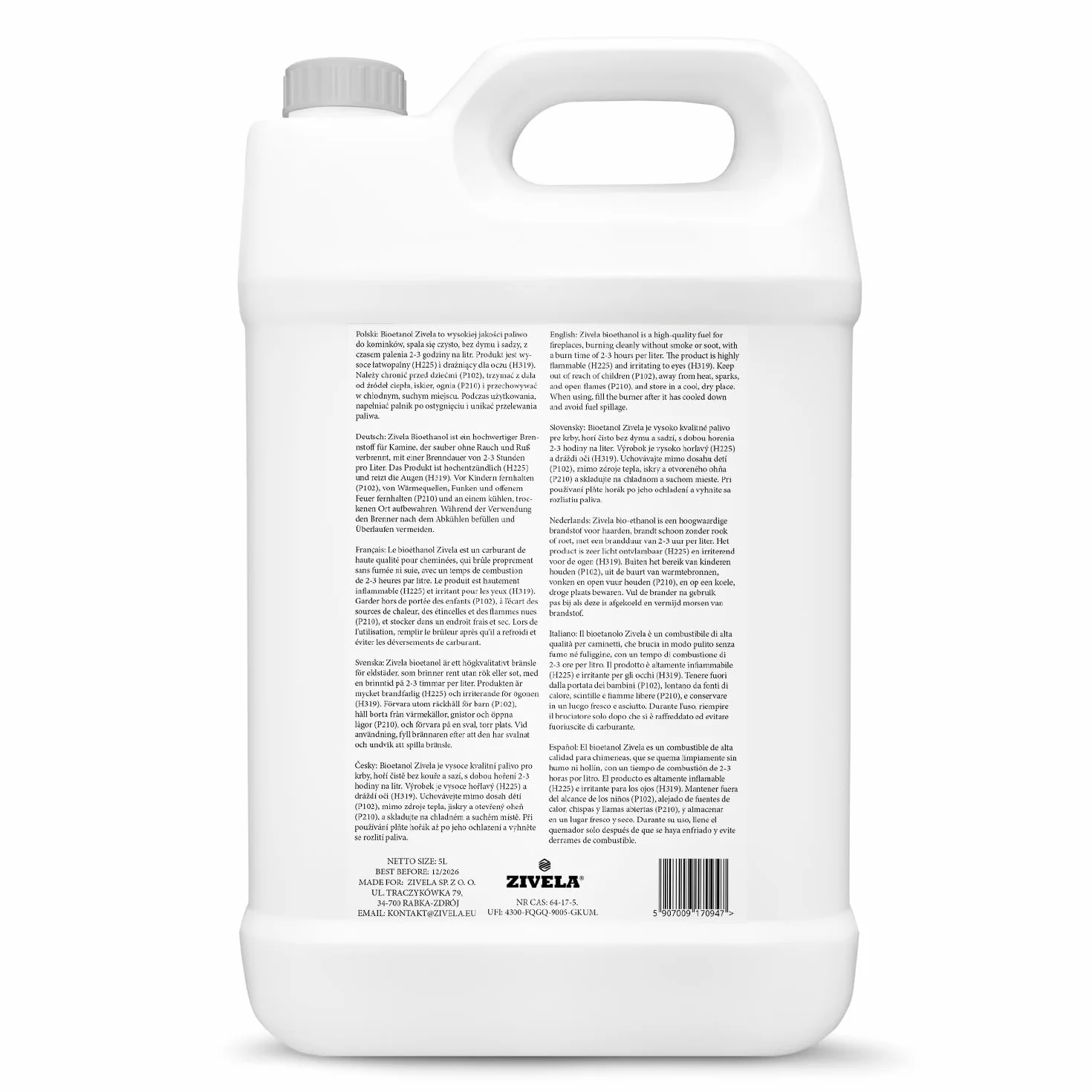 Bioetanol 96,6% 5 l bezzapachowy do kominka