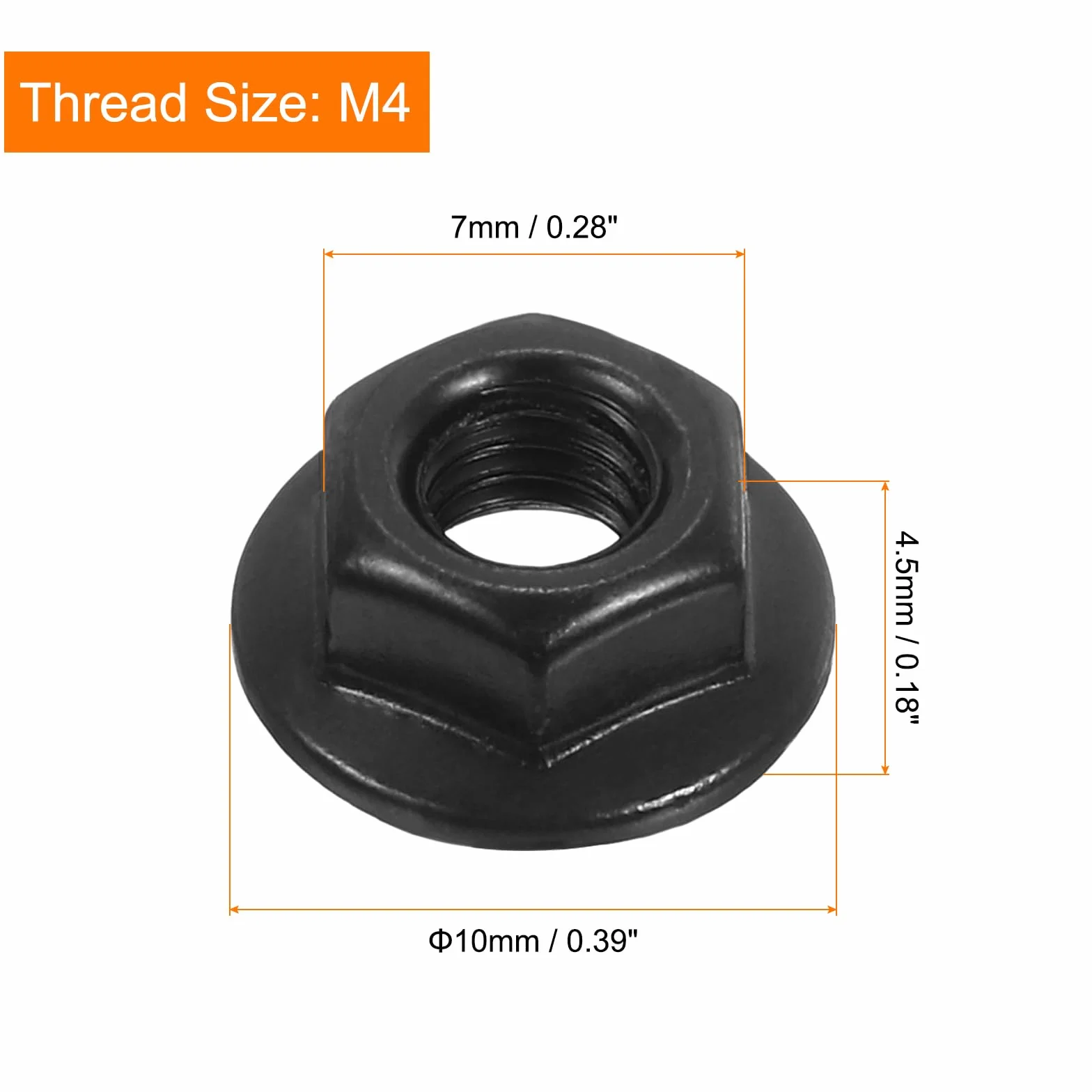 QUARKZMAN M4 x 0,7 mm, samoblokujące się nakrętki sześciokątne, kołnierzowe szczelne, antypoślizgowa metryczna nakrętka kołnierzowa ze stali nierdzewnej 304, pełny gwint, polerowane wykończenie,