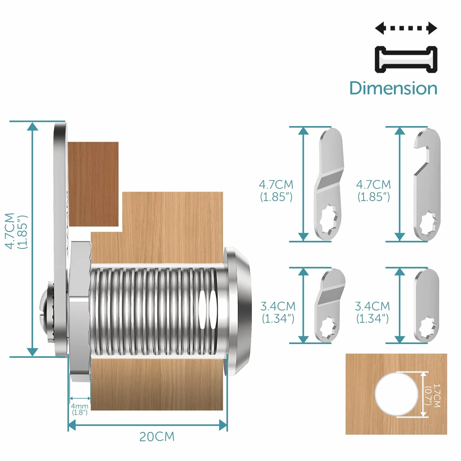 Shinfly Zamek do Skrzynki na Listy 20 mm - 5 Elementów, 4 Klucze