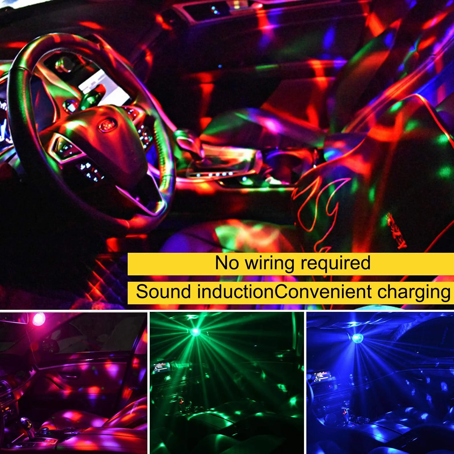 Bonlux Kula dyskotekowa 5 V RGB sterowana głosem USB 7 kolorów 4 jasności pilot 2 szt