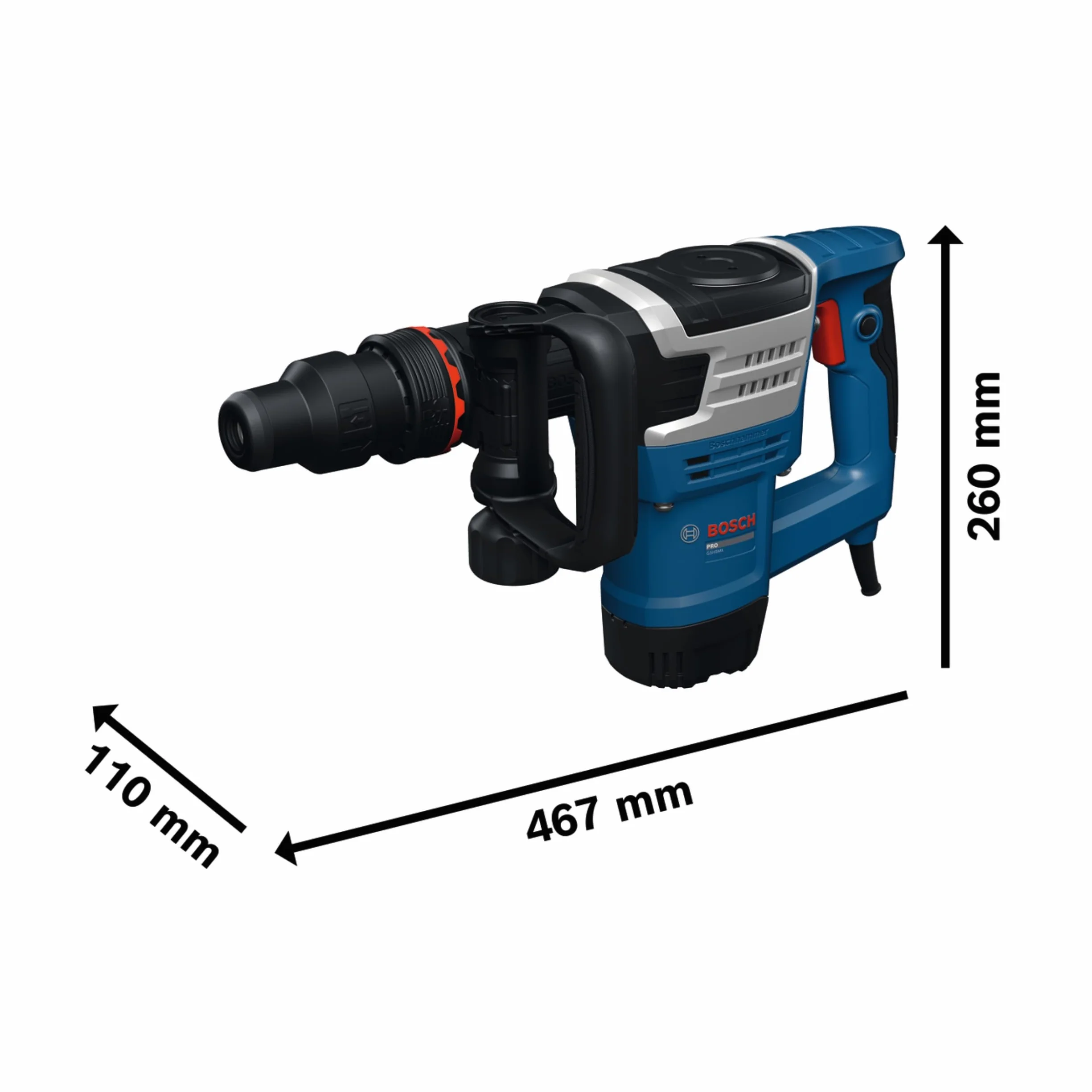 Bosch PRO Sieciowy młot udarowy GSH5MX (szpicak SDS MAX 280 mm, rękojeść dodatkowa, walizka)
