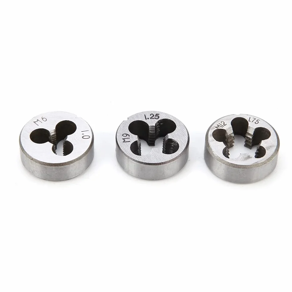 Kartki i matryce ustawione 20pcs M3 - M12 | Zestaw naprawy gwintu o wysokiej prędkości | Tap & Die Set do obróbki metalu/motoryzacyjnego/maszyny | 9 kranów 9 umiera z