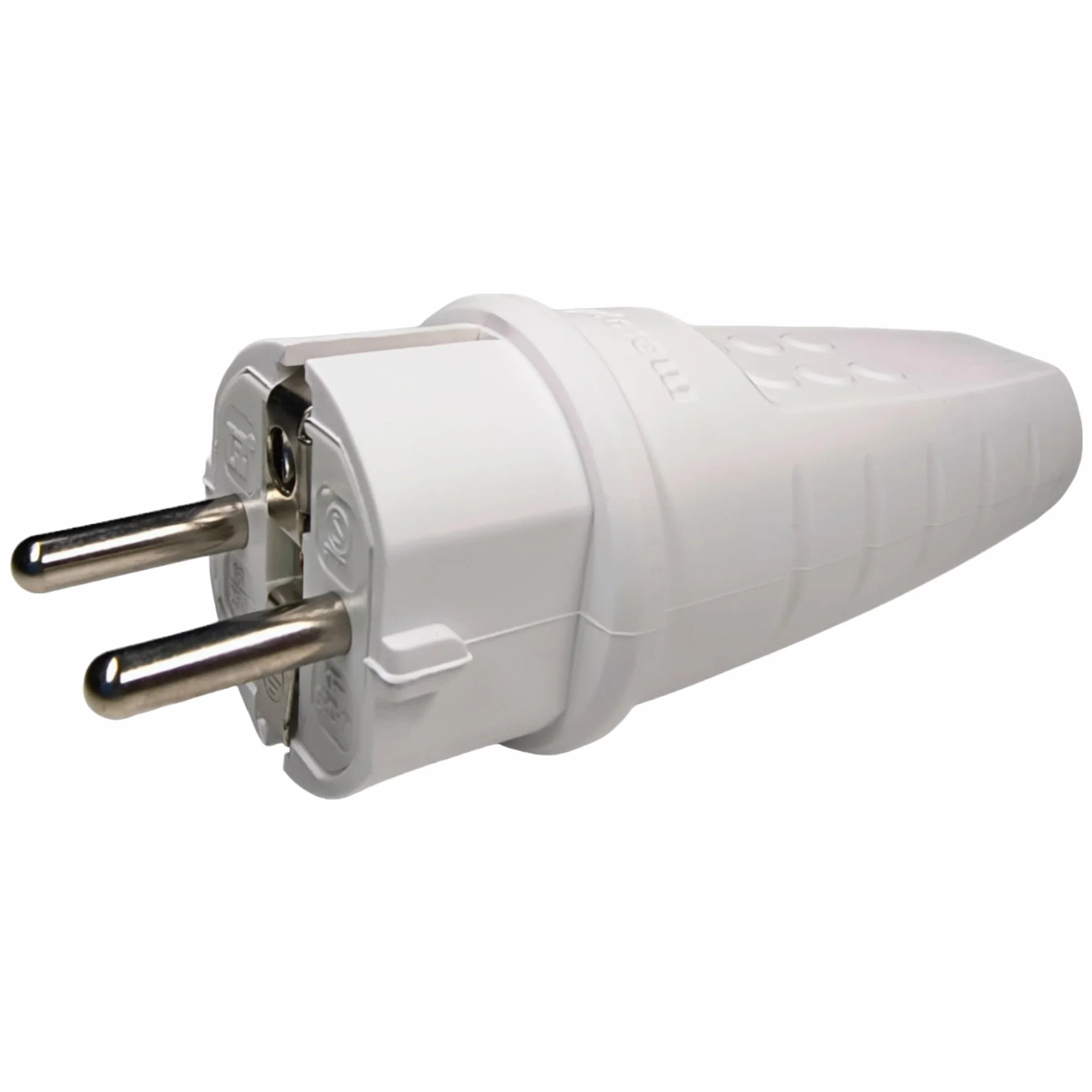 Wtyczka Gumowa 230 V, 16 A, IP44, Odporna na Pęknięcia, Wodoszczelna, Wtyczka Schuko z Zestykiem Ochronnym, z Odciążeniem, 2 Sztuki, Biała