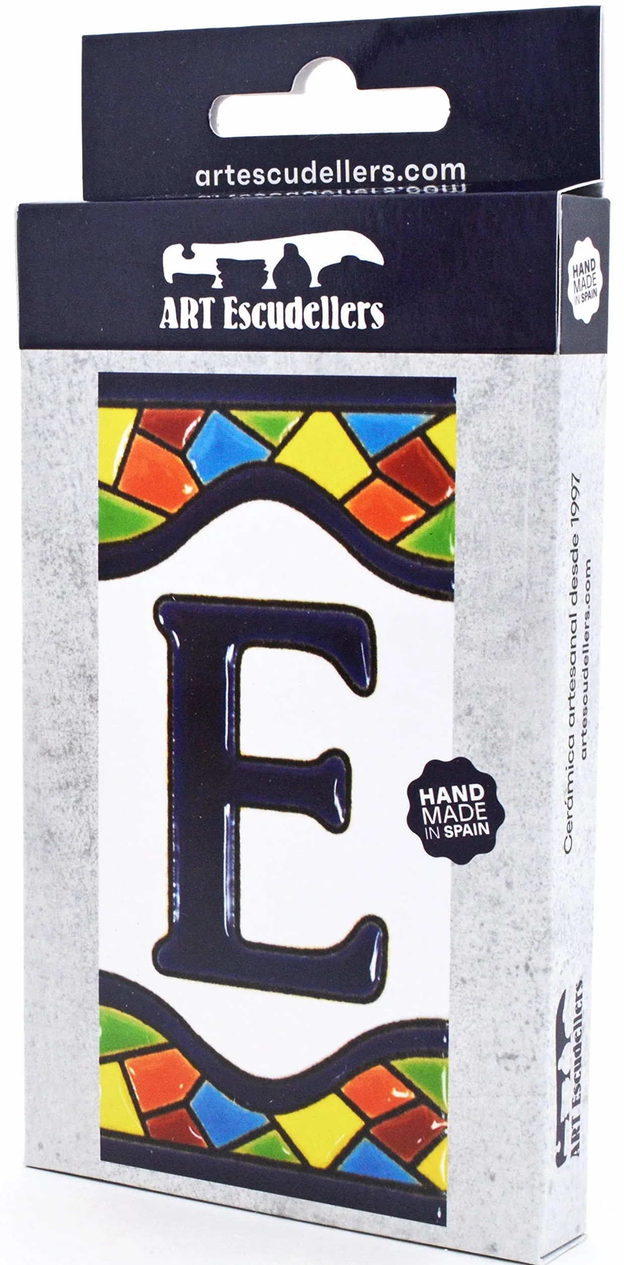 Ręcznie malowane kafelki z literami do domów MOSAICO MEDIANO 10,9 cm x 5,4 cm Litera E