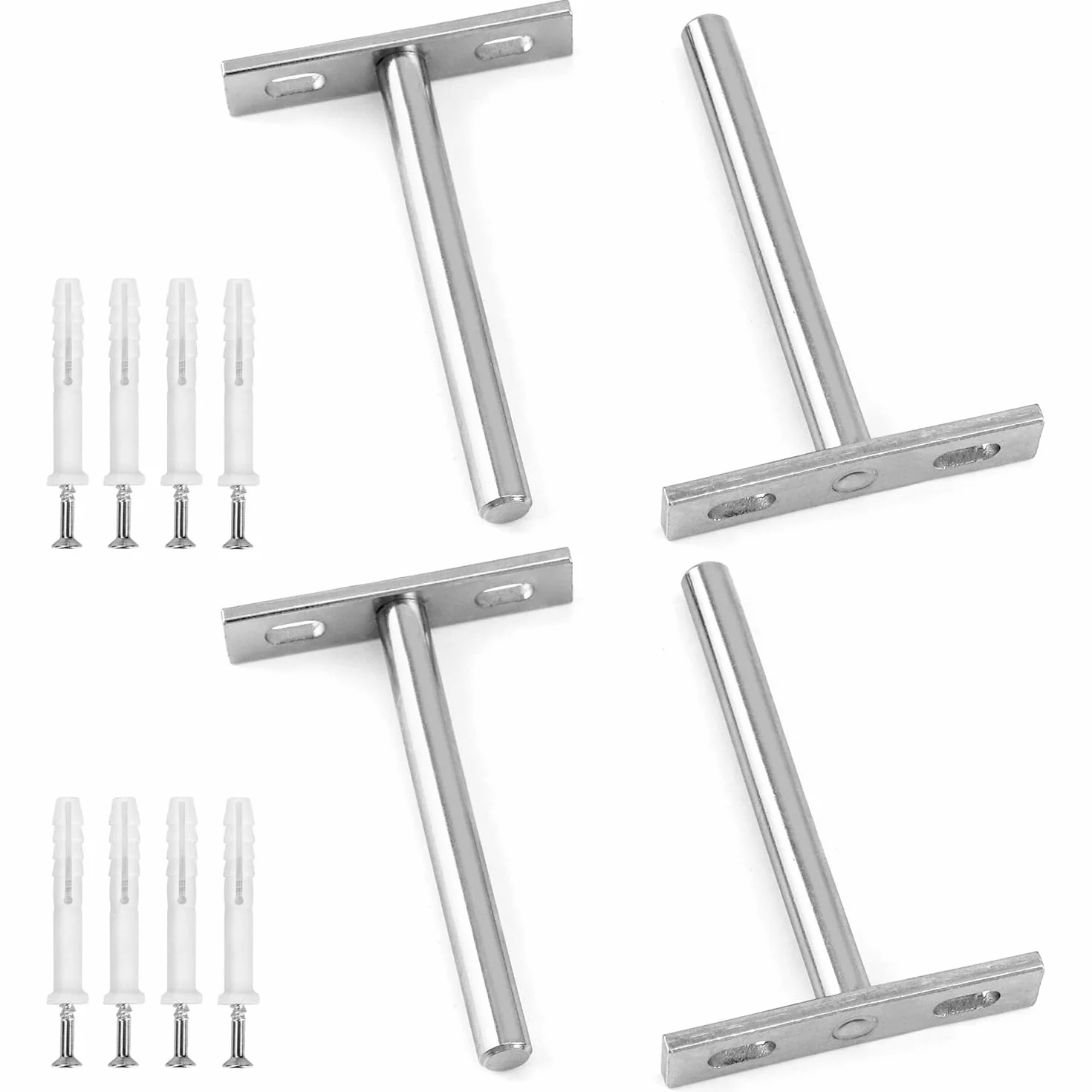 QWORK® 4 szt. Niewidoczne wsporniki półki 100mm Pływające wsporniki półki ze śrubami i kotwami do montażu ściennego Meble gabinetowe