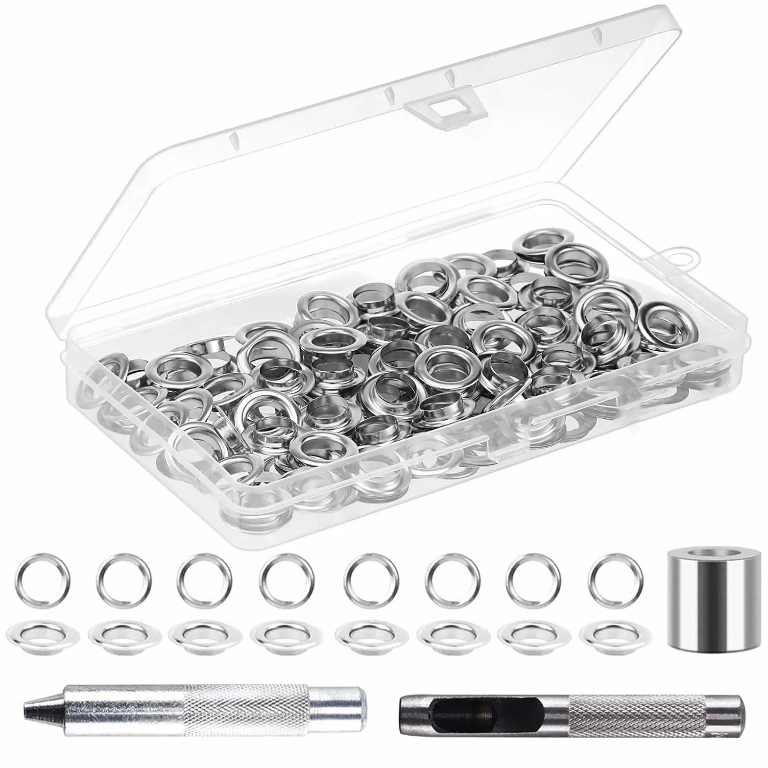 Zestaw szczypiec do oczek 6 mm metalowe tulejki do plandek