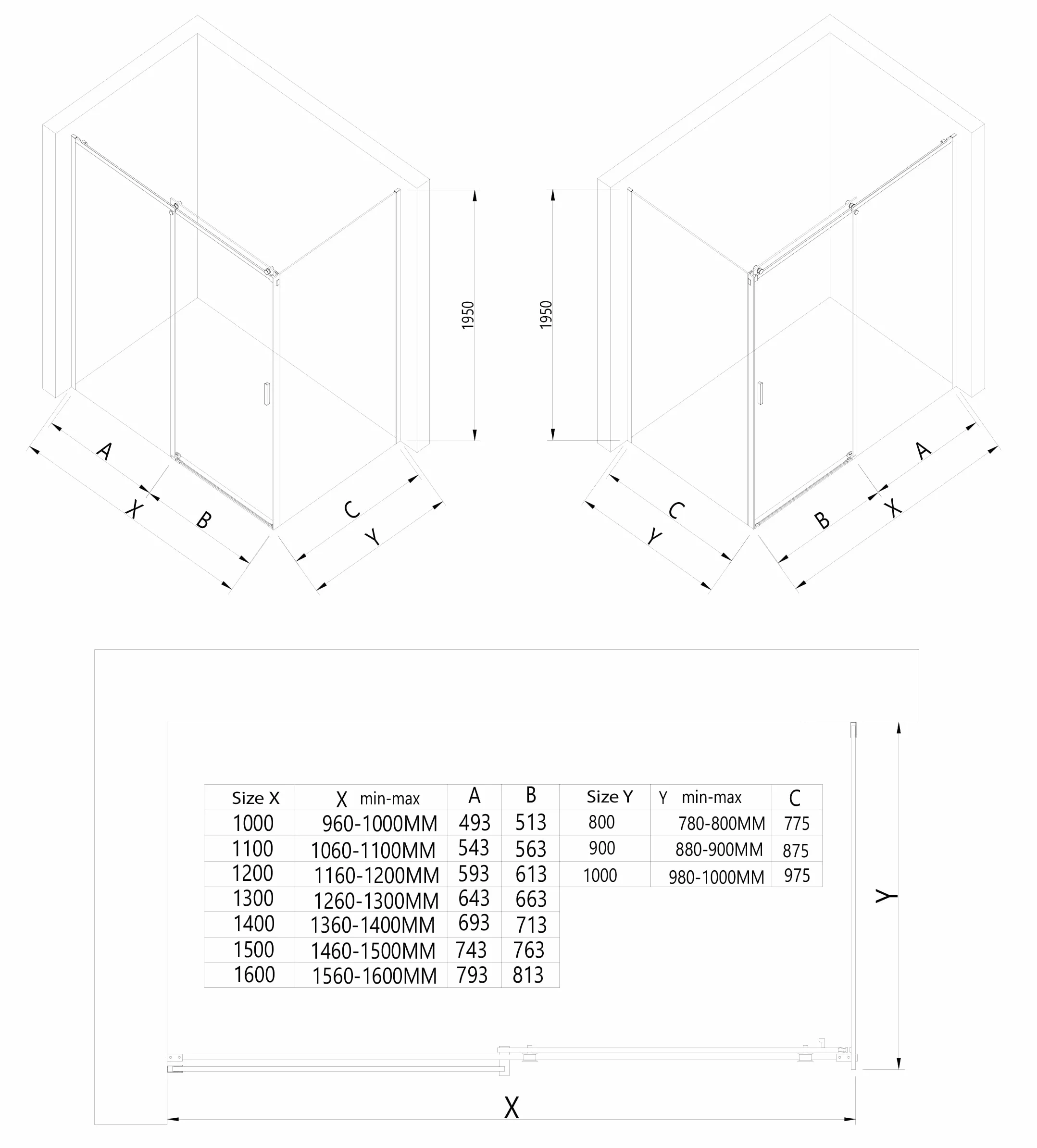 BERNSTEIN Kabina prysznicowa z drzwiami przesuwnymi 120x90 cm NT806 FLEX 6mm szkło hartowane przezroczyste szkło nano powlekane parawan prysznicowy z prawdziwego szkła, kolor profilu chrom