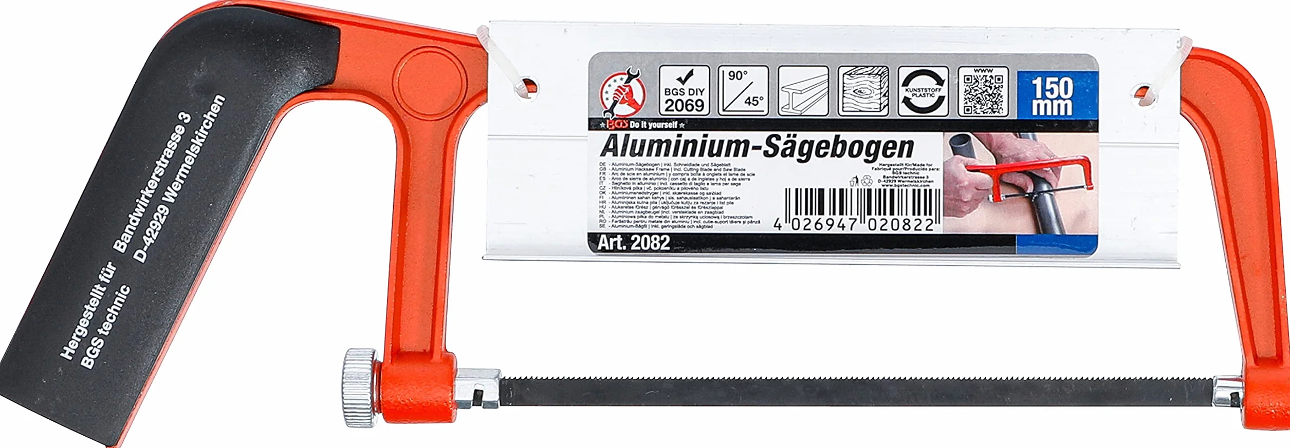 BGS Diy 2082 | Aluminiowa piłka do metalu | ze skrzynką uciosową i brzeszczotem | 150 mm