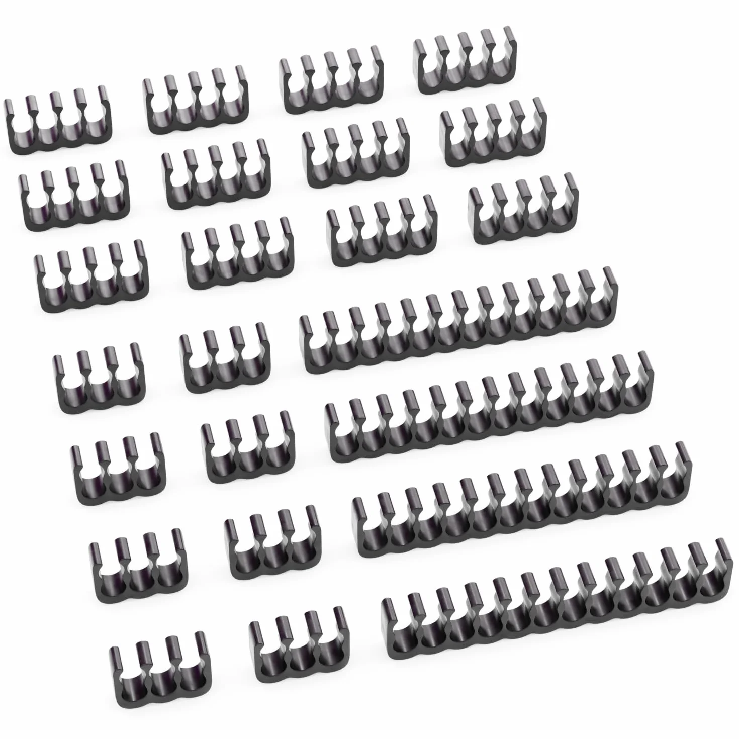 deleyCON Zestaw Uchwytów do Kabli 24 Grzebienie Kabli Organizator Kabli Zarządzanie Kablami Uchwyt Kabli Prowadnica Kabla Zaciski Kabli Grzebienie do Kabli 24-pin 8-pin 6-pin do Wewnętrznego Czarny