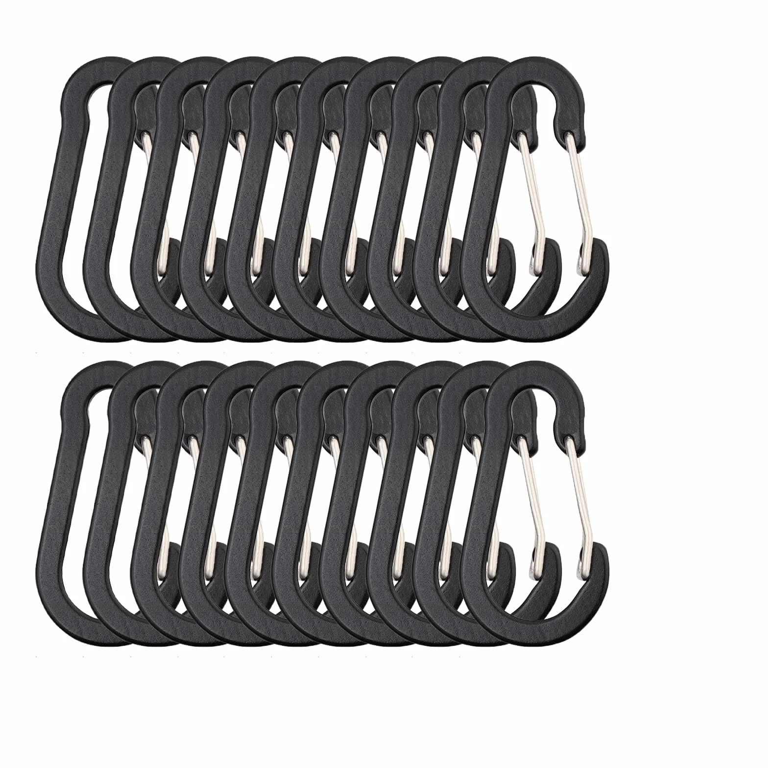 20 sztuk karabińczyków, 50 mm, mały karabińczyk, breloczek do kluczy, aluminiowy pierścień w kształcie litery D, wielofunkcyjny karabińczyk, mały, do uprawiania sportów na świeżym powietrzu, wędrówek