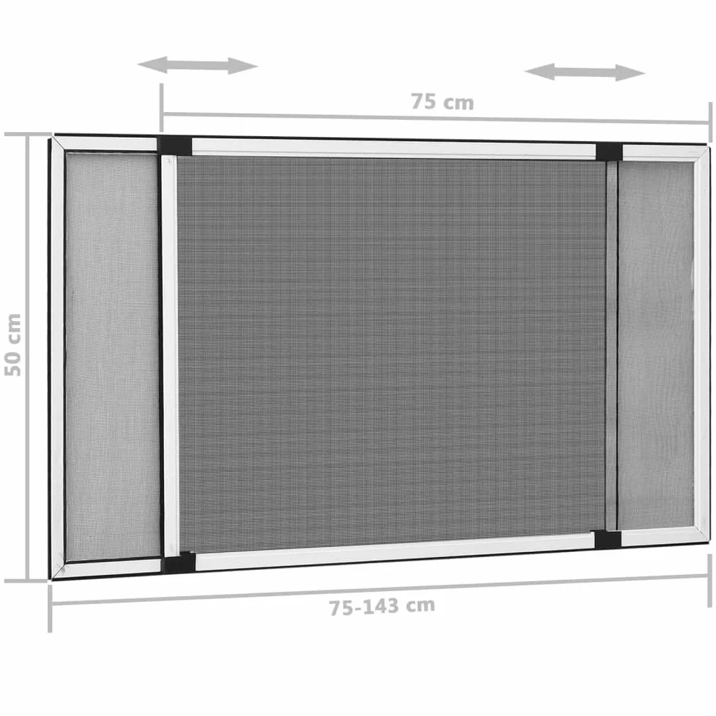 vidaXL Rozsuwana moskitiera okienna biała (75-143)x50 cm