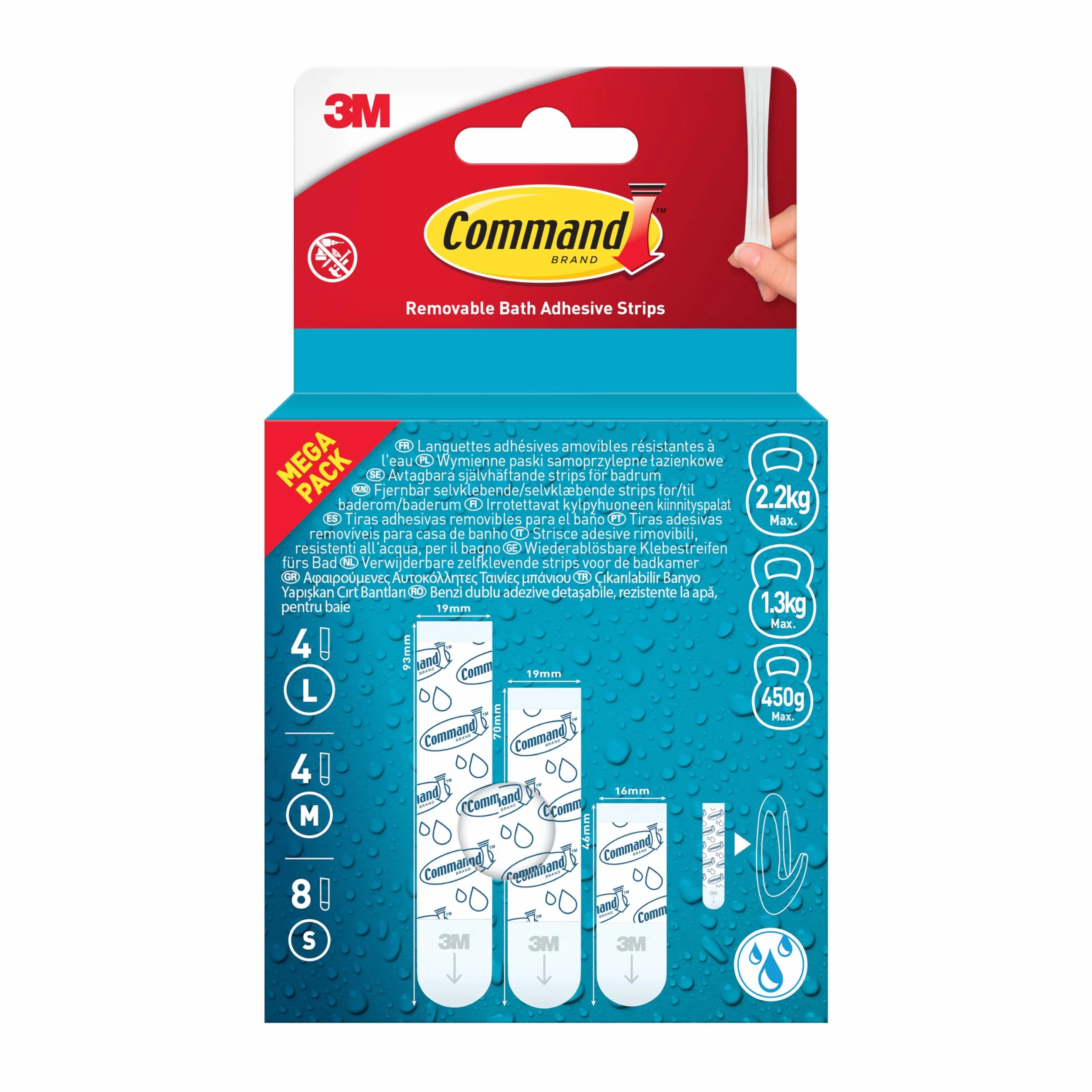 Command 17200B-16-EU-VP usuwalny klej do kąpieli Value Pack biały 8+4+4 paski