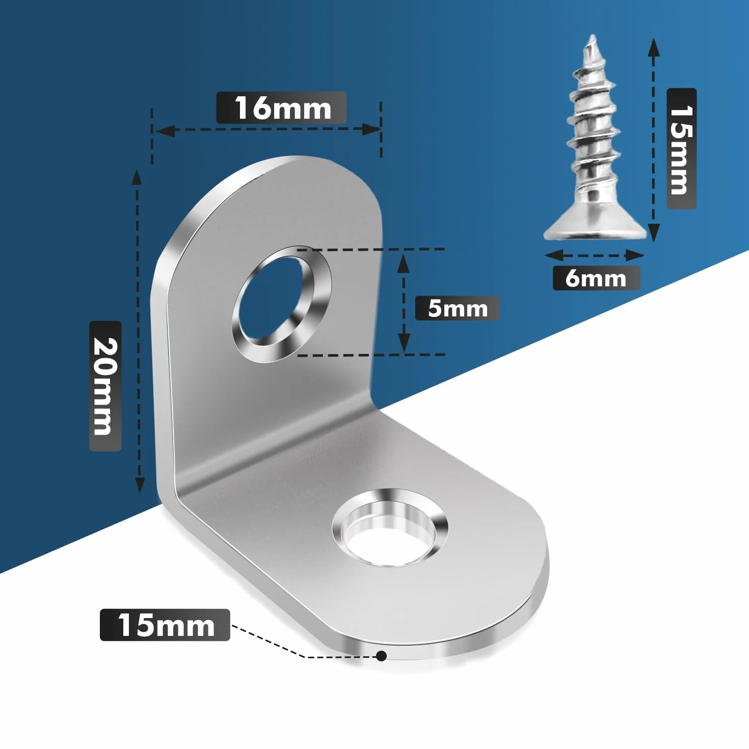 shinfly Metalowy kątownik montażowy ze stali nierdzewnej do naprawy mebli - Zestaw 40 kątowników montażowych 20*20mm do mocowania i naprawy mebli, wzmocnienia połączeń