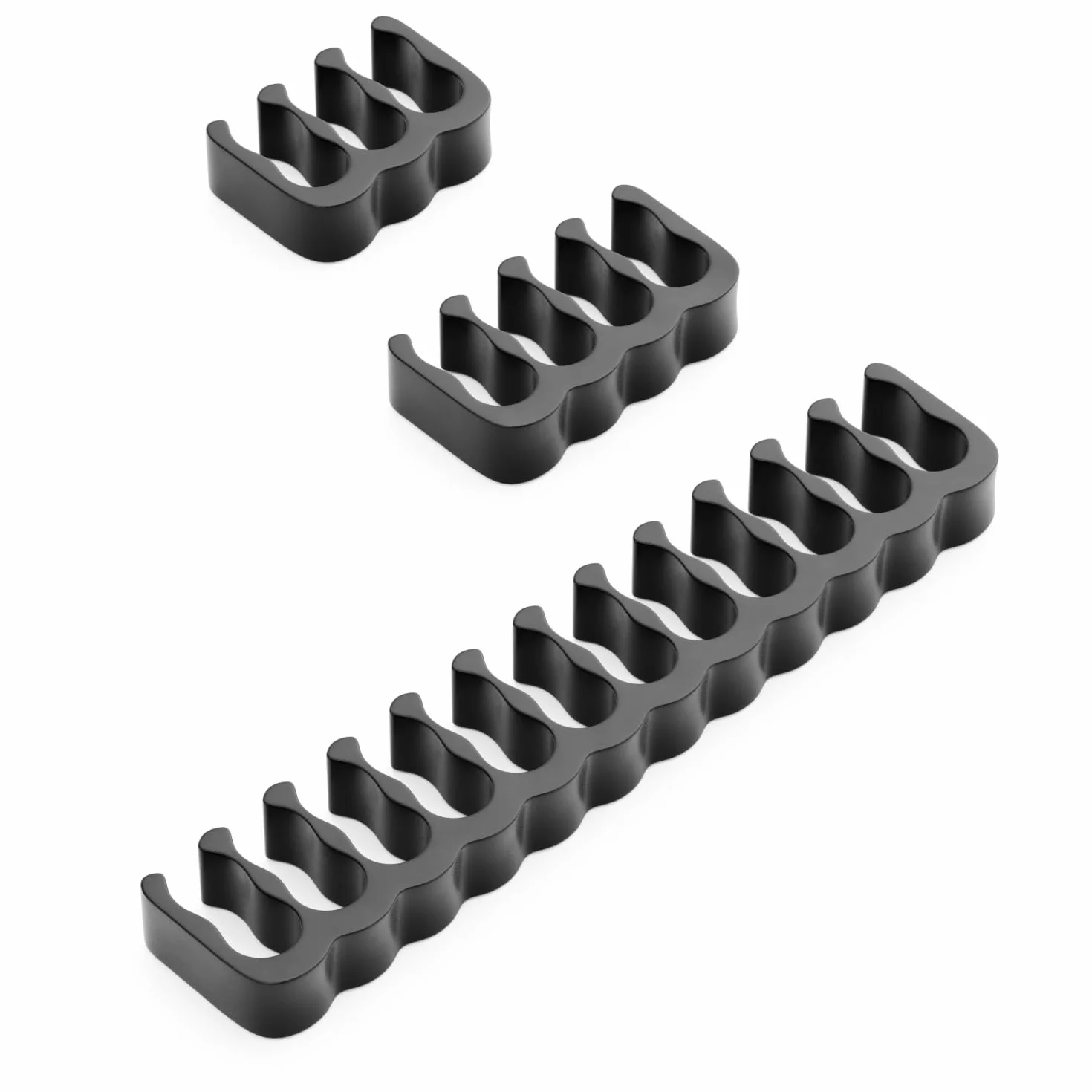 deleyCON Zestaw Uchwytów do Kabli 24 Grzebienie Kabli Organizator Kabli Zarządzanie Kablami Uchwyt Kabli Prowadnica Kabla Zaciski Kabli Grzebienie do Kabli 24-pin 8-pin 6-pin do Wewnętrznego Czarny