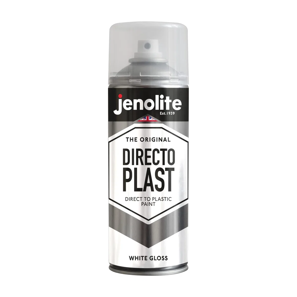 JENOLITE Directoplast farba błyszcząca, biała, farba w sprayu do wszystkich rodzajów tworzyw sztucznych, bez podkładu, 400 ml, RAL 9016