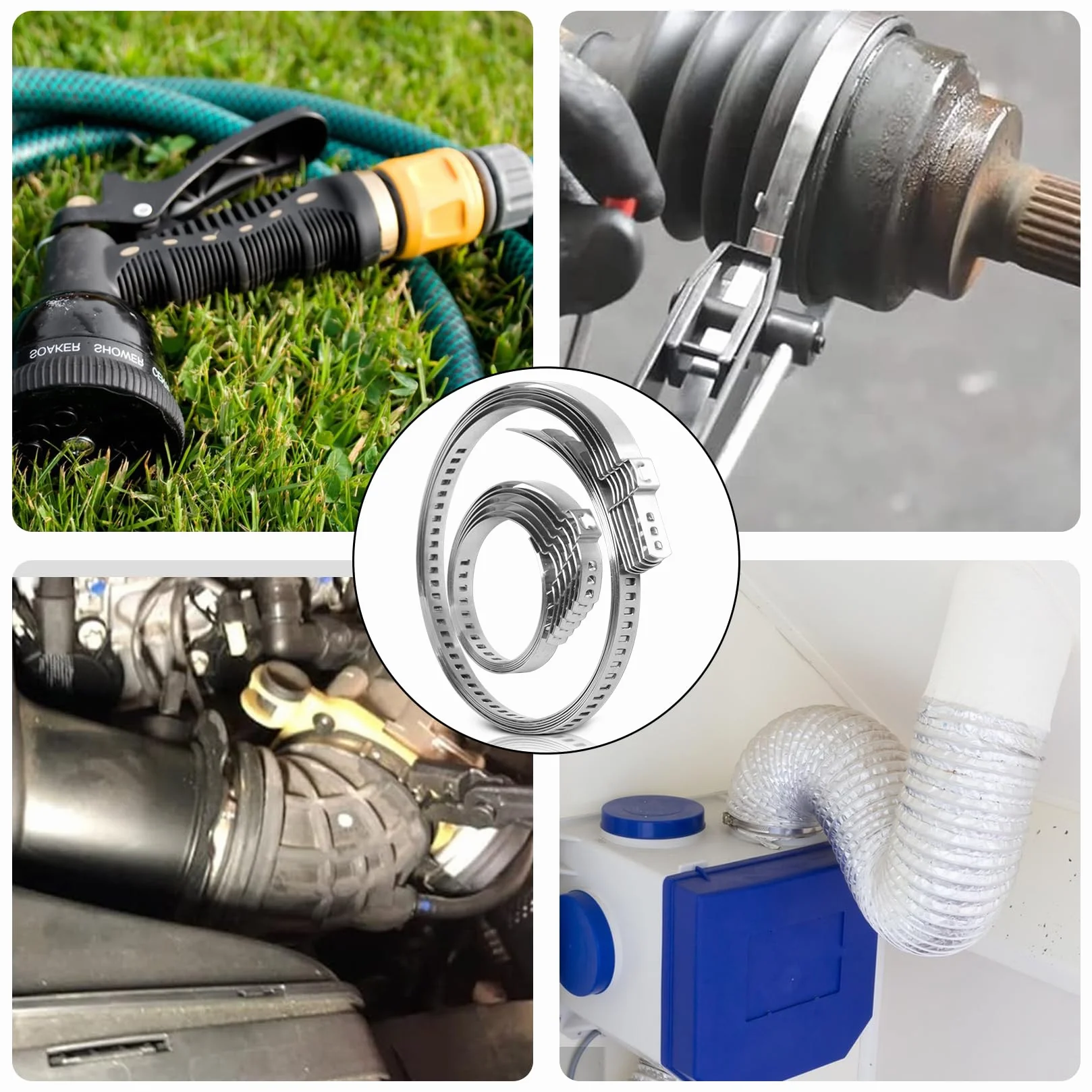 12 sztuk uniwersalnych osłon przegubów CV, zestaw opasek ze stali nierdzewnej, 25-50mm & 50-120mm Regulowane stalowe opaski zaciskowe, osłona CV do rur napędowych w samochodach