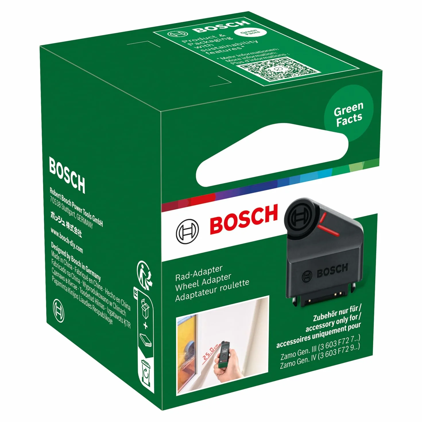 Bosch Adapter koło pomiarowe do dalmierza laserowego Zamo (osprzęt do modelu Zamo 4. generacji, umożliwia szybki i łatwy pomiar powierzchni wklęsłych i wypukłych oraz odległości, opakowanie kartonowe)