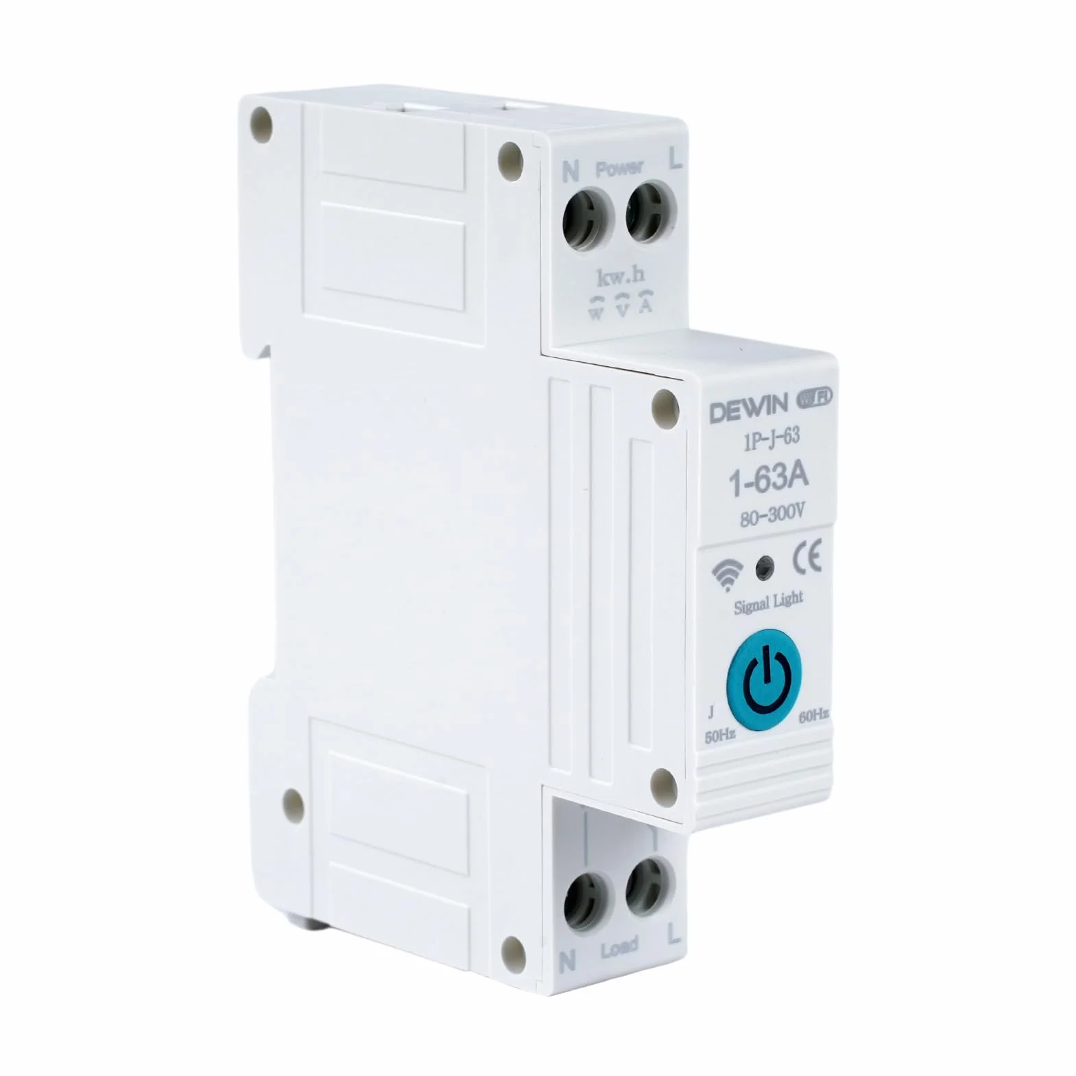 DEWIN Tuya WiFi inteligentny wyłącznik obwodu 1P 63A AC 220V z pomiarem mocy