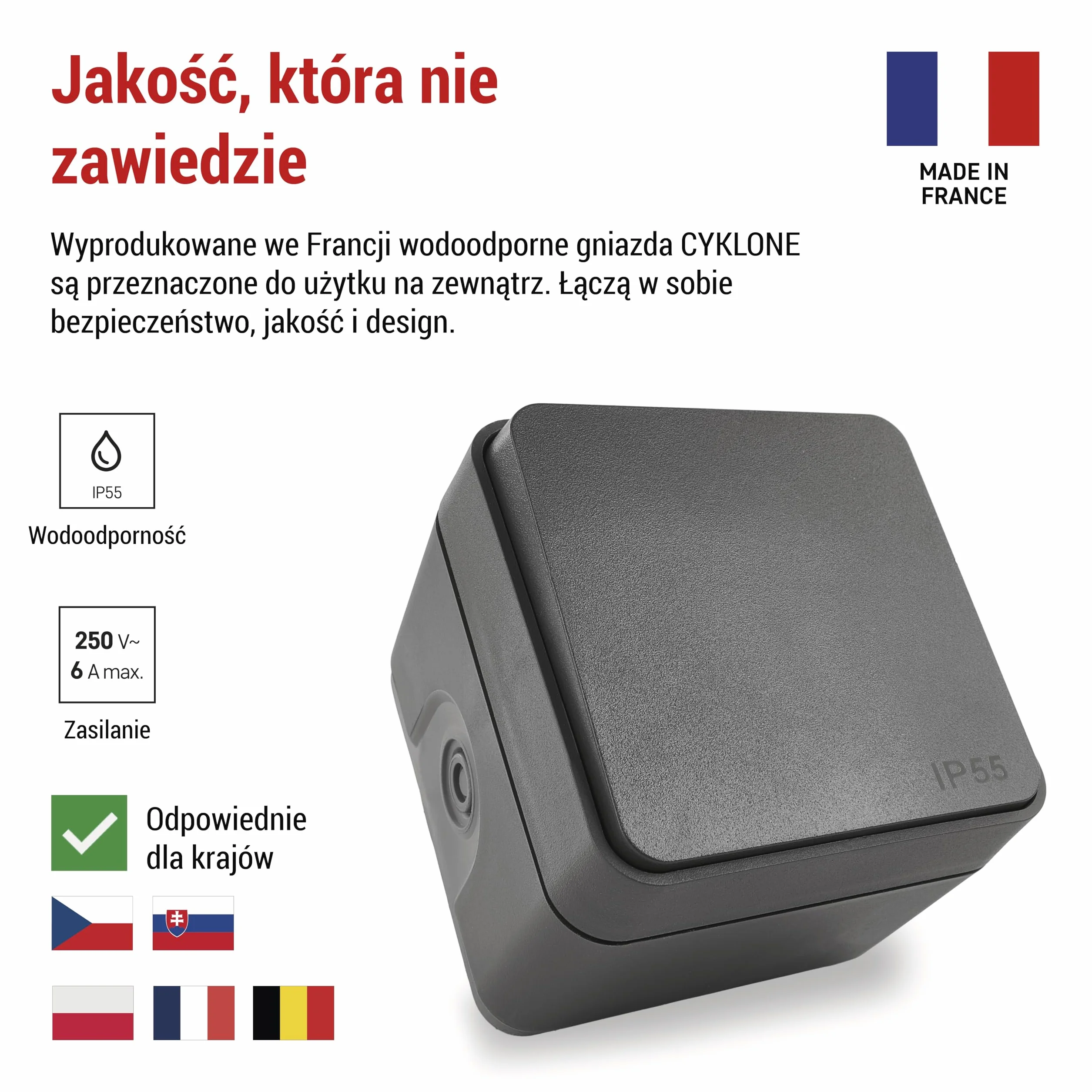 EMOS Cyklone - Zewnętrzny przełącznik skrzydełkowy/przełącznik ścienny/wentylatora/otwieracz drzwi IP55 - wewnątrz/na zewnątrz/miejsca wilgotne - natynkowy - szary/antracytowy