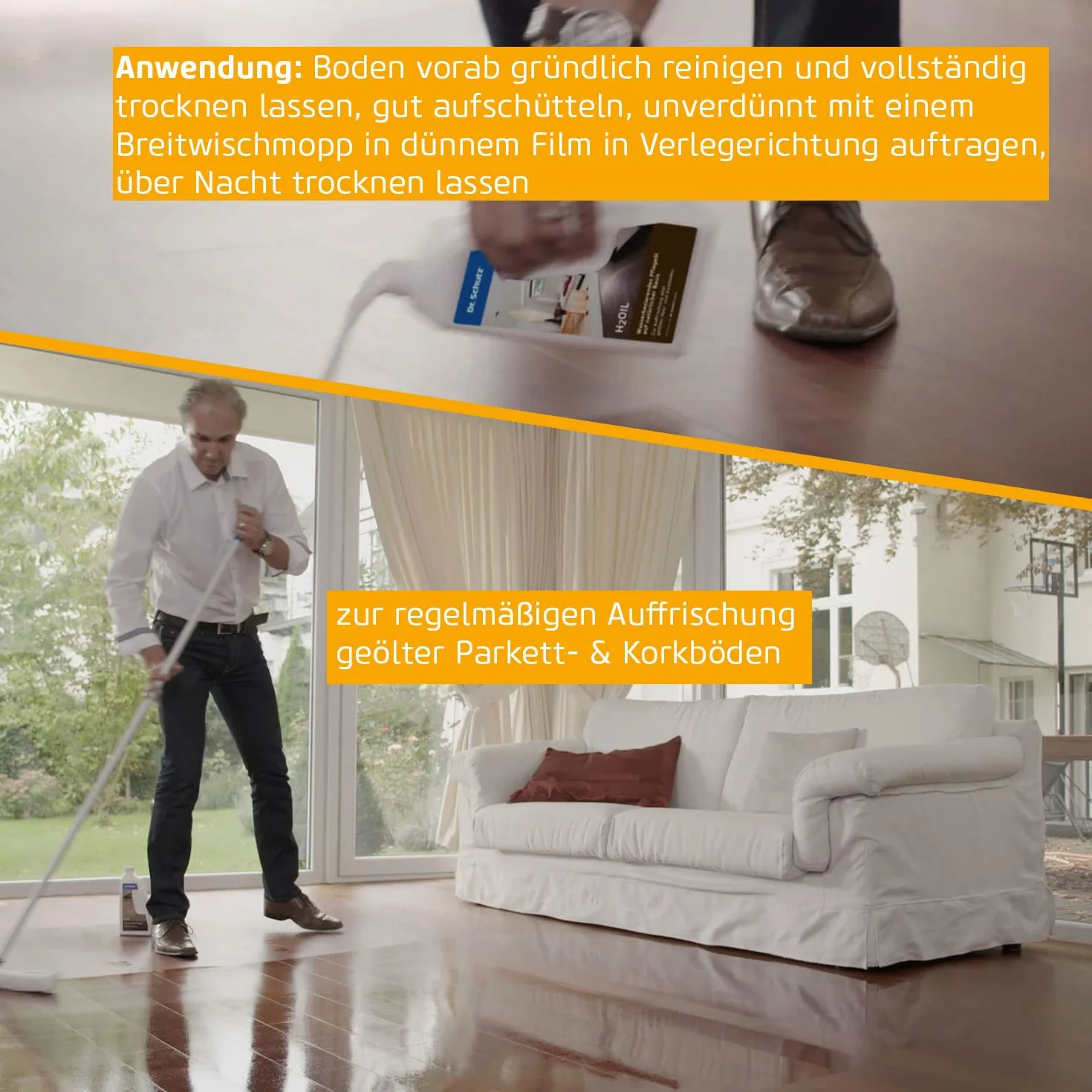 Dr. Schutz H2Oil olej do parkietu na bazie wody, 750 ml, jedwabiście matowy wygląd, odświeżenie wszystkich olejowanych podłóg drewnianych i parkietu, podłogi korkowej, optymalna ochrona, pielęgnacja