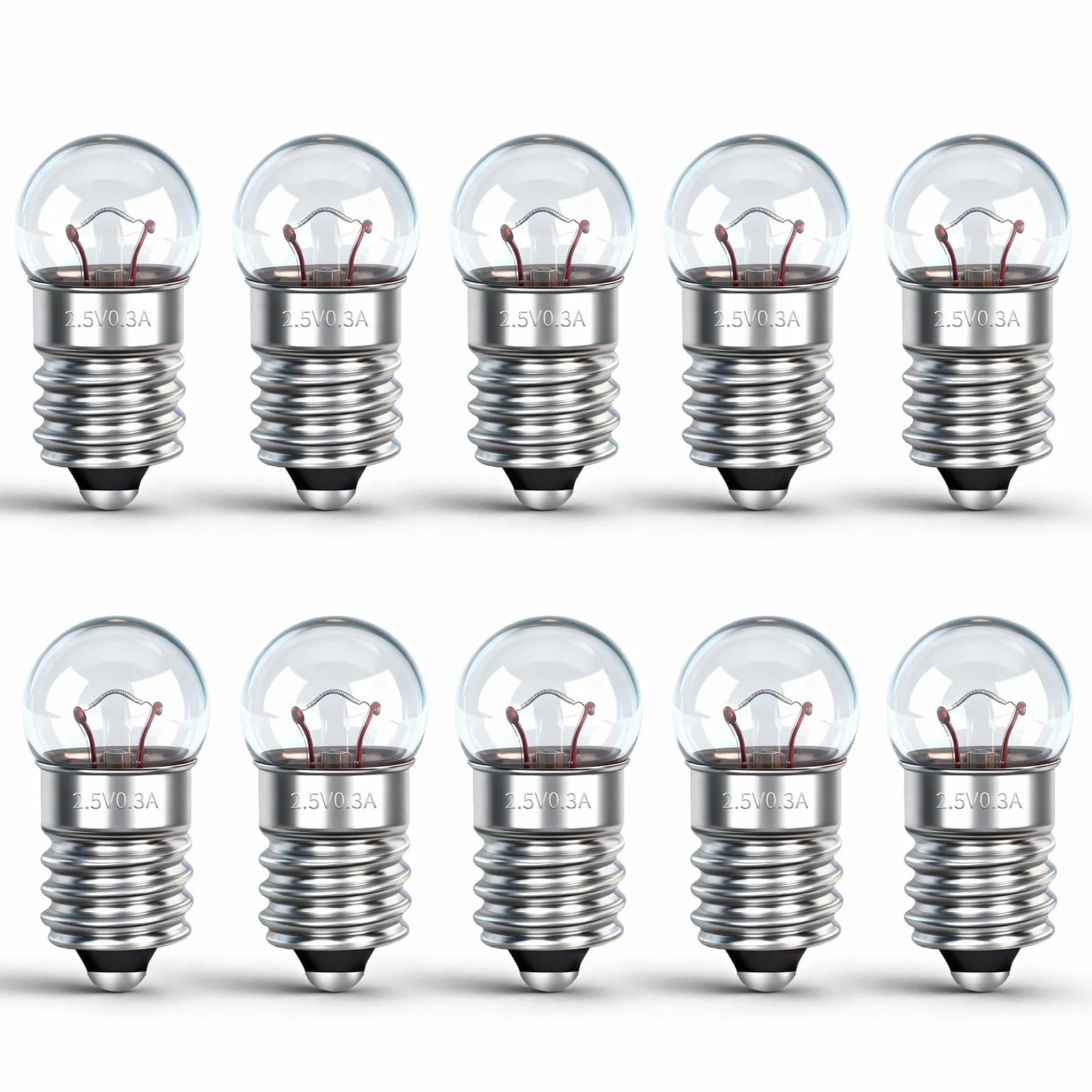 Caldarax Zestaw 10 mini żarówek E10 DC 2,5 V 0,3 A ciepła biel 3000 K