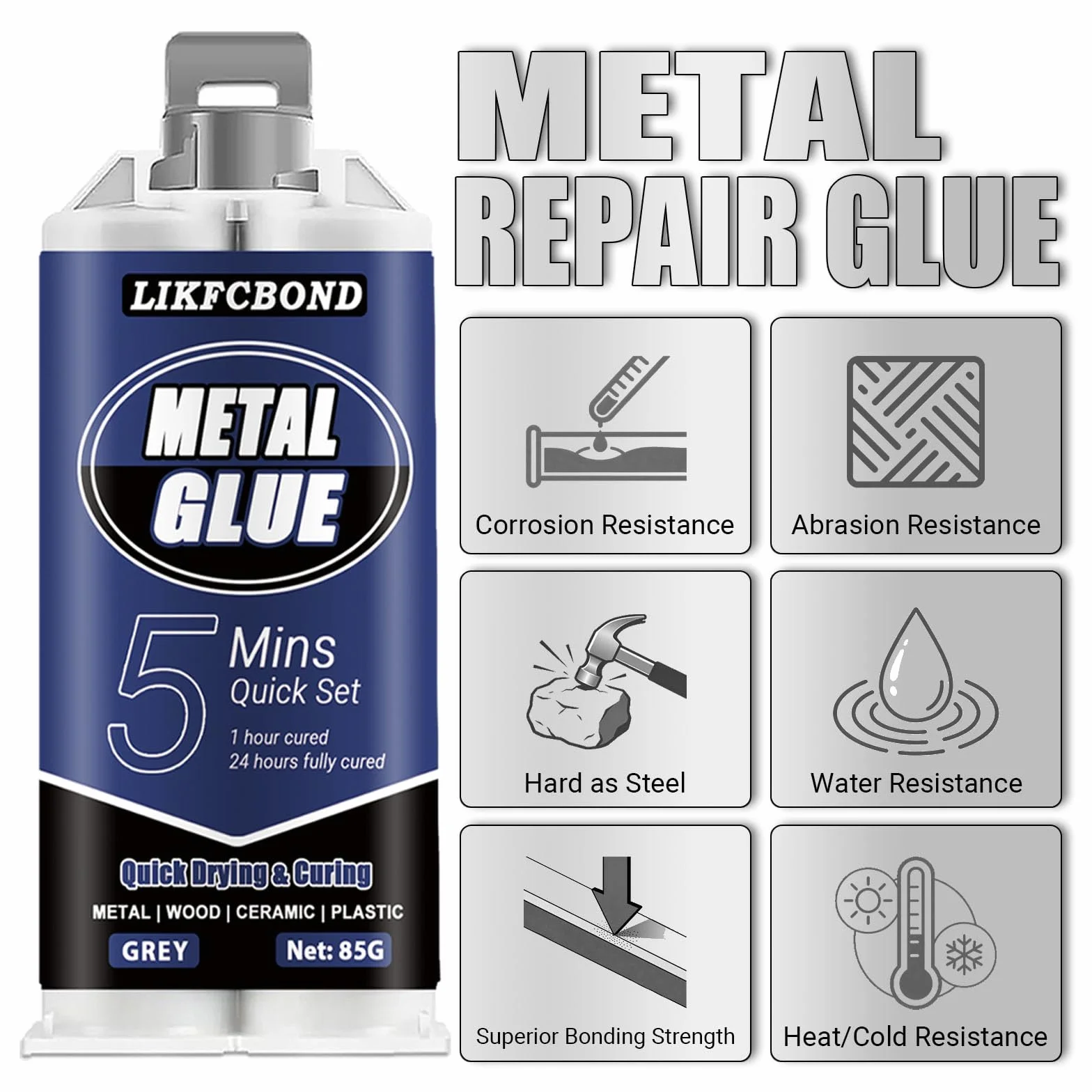 Klej do metalu 85g, płynny klej metalowy, pasta lutownicza na zimno, wodoodporny, odporny na temperatury, do żelaza, aluminium, miedzi, stali nierdzewnej