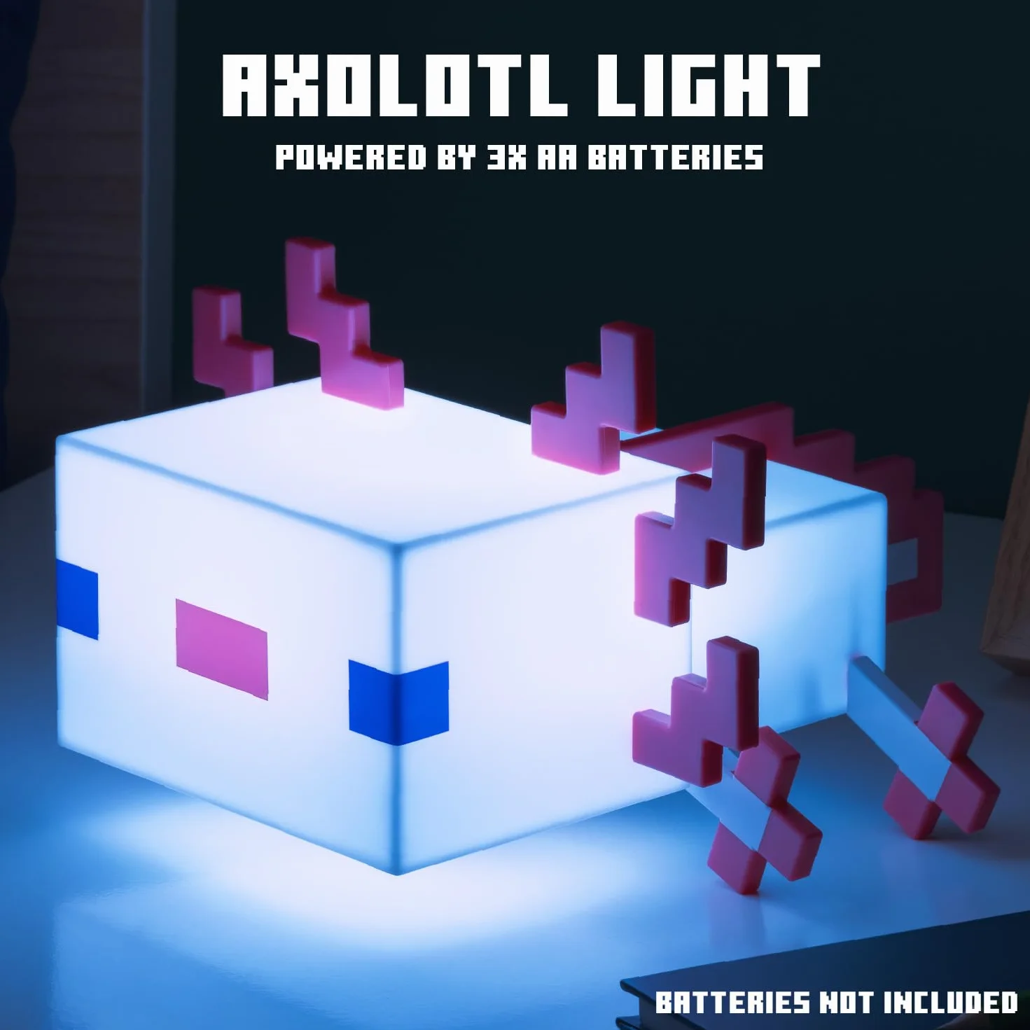 Lampa Minecraft Axolotl z 5 trybami kolorów, zasilanie bateryjne