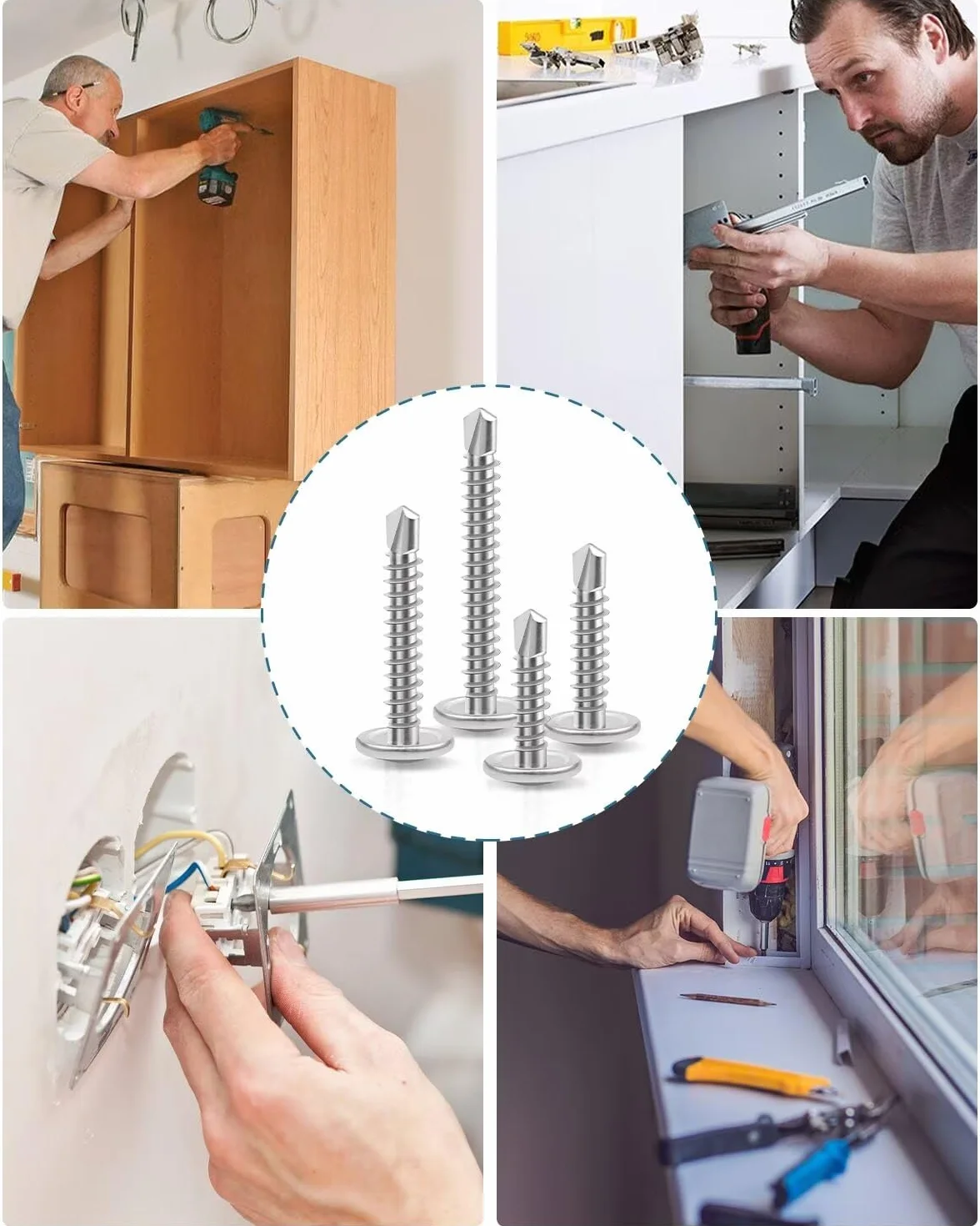 100 sztuk wkrętów samogwintujących M4,2 x 38 mm, do metalu, Leryati wysokiej wytrzymałości stal nierdzewna 410, samogwintujące, wkręty samowiercące z łbem wpuszczanym