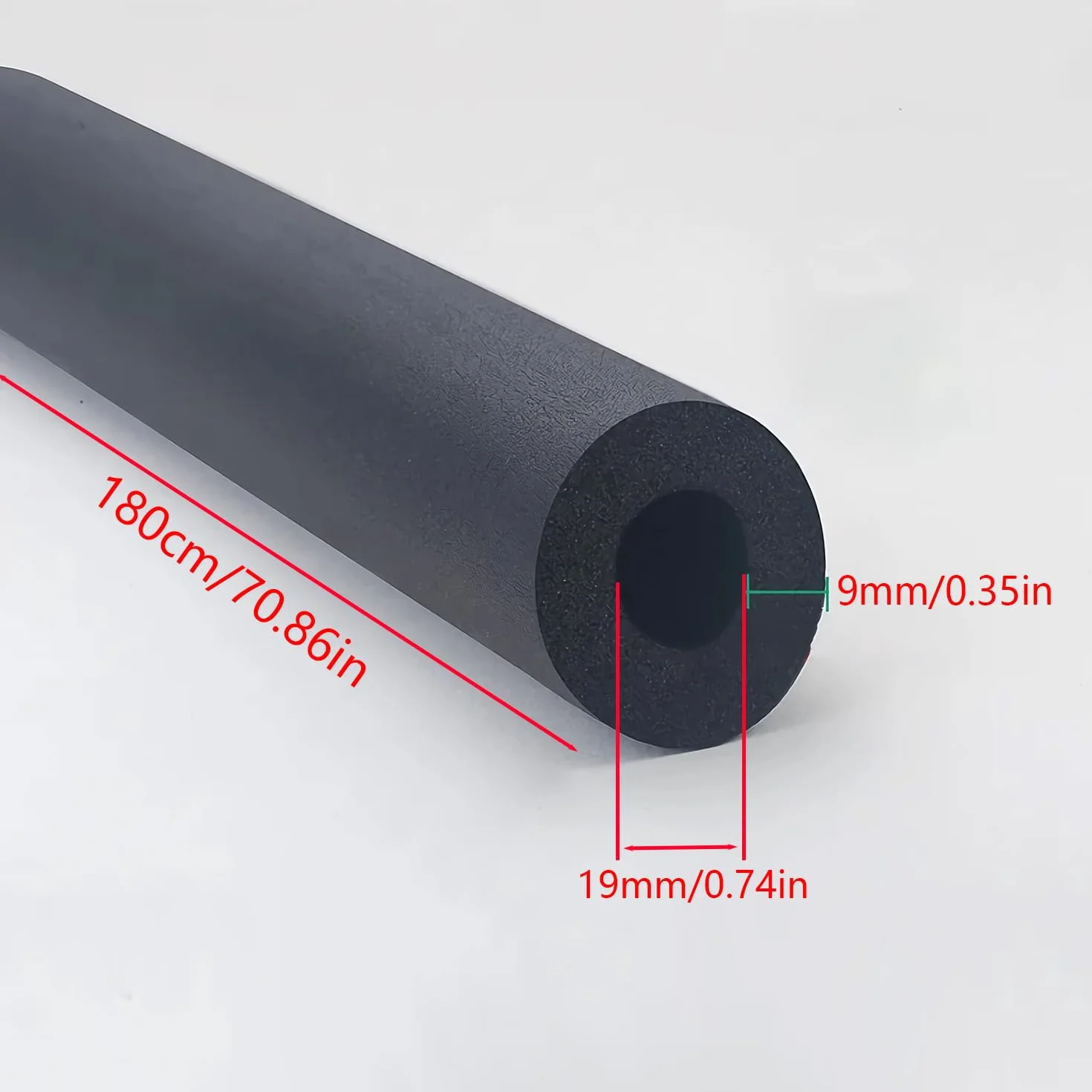 Samouszczelniająca izolacja rur, Ø 19 mm / 9 mm, izolacja rur, pianka, czarna, 1,8 m, powłoka rurowa, izolacja rur do izolacji rur, urządzeń fitness itp. (Ø 19 mm)