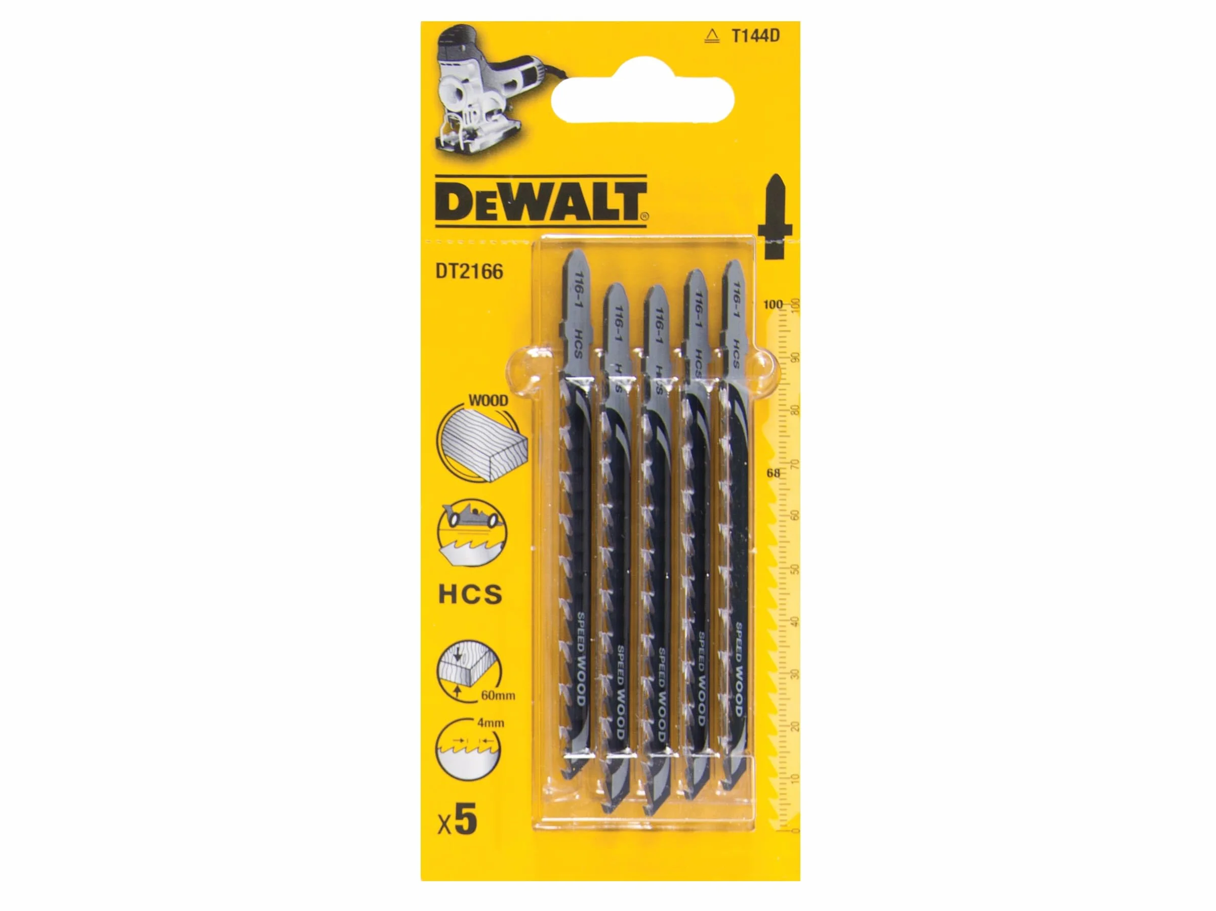 DeWalt DT2166QZ brzeszczoty do wyrzynarki T-Shank HCS T144D 5 sztuk