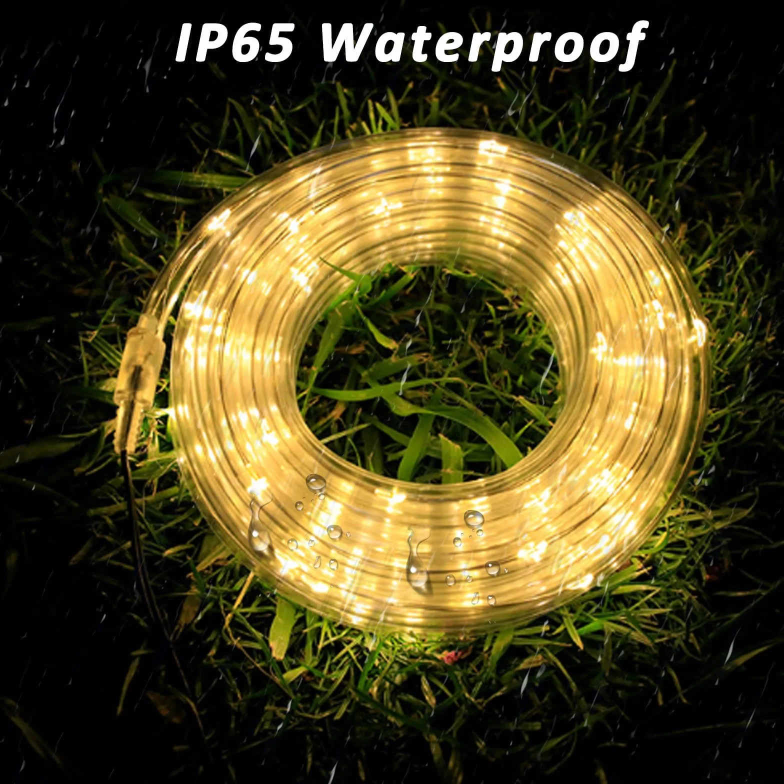 Wąż świetlny, 100 diod LED, USB, łańcuchy świetlne do użytku na zewnątrz, do wnętrz, 8 trybów IP65, wodoodporny, do sypialni, na imprezę, do ogrodu, na kemping, Boże Narodzenie (ciepła biel)