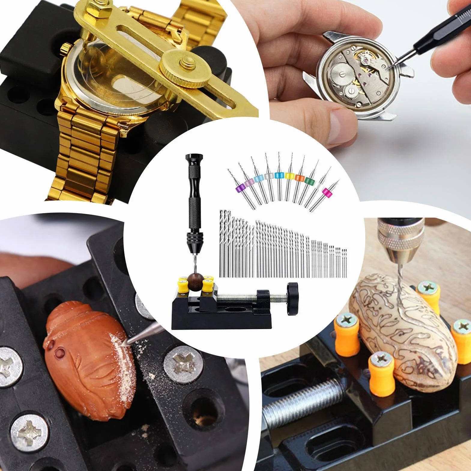Ręczne wiertło spiralne imadło miniaturowe zestaw wierteł do rzeźbienia jubilerskiego