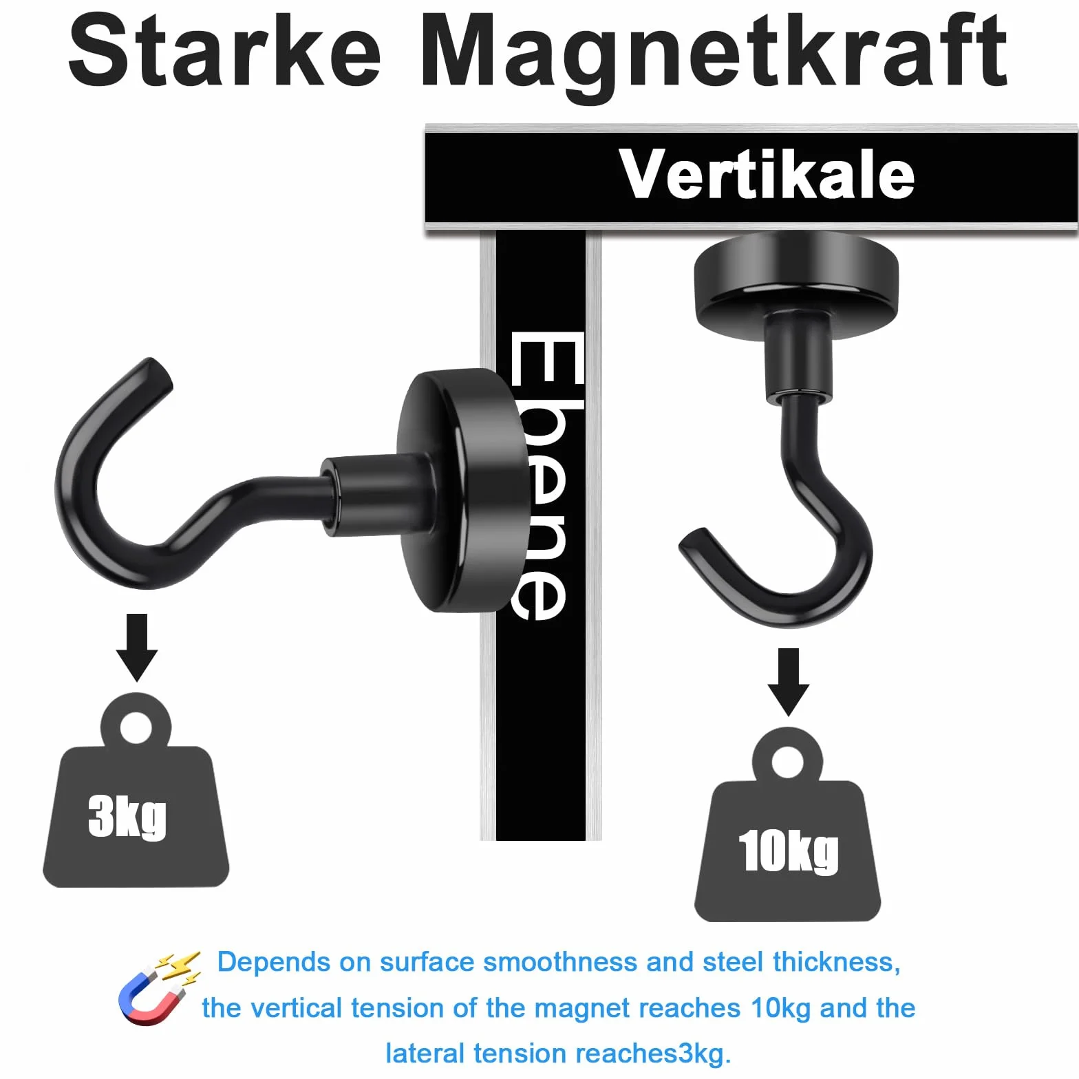 Haczyki magnetyczne, małe, 12 sztuk, mocne, czarne, magnetyczne, neodymowe, haczyki do zawieszenia, akcesoria kuchenne i kempingowe, 16 mm