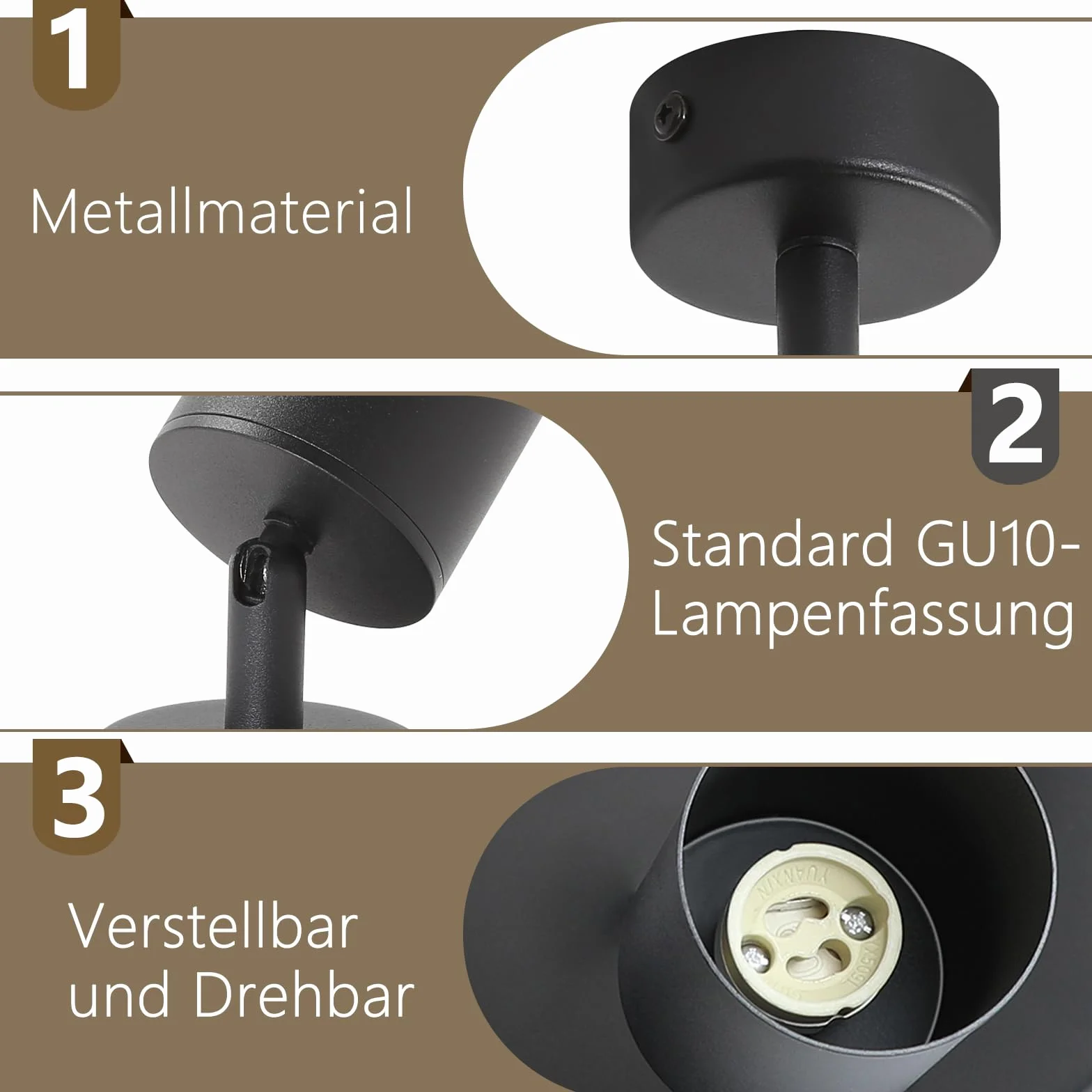 Homefire Lampa sufitowa 1 płomień do salonu: Nowoczesna lampa sufitowa GU10 okrągły reflektor czarna lampa kuchenna reflektor korytarz obrotowy reflektor ścienny do kuchni sypialni bez żarówki