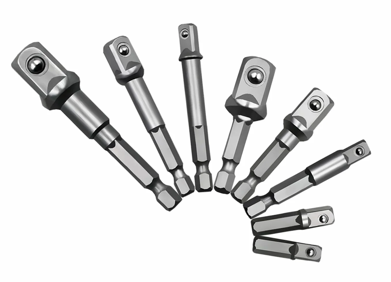 Zestaw adapterów do kluczy nasadowych 1/2", 1/4", 3/8", 8-częściowy