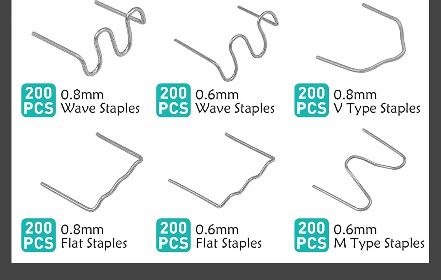 1200 sztuk gorących zszywek, 0,8 mm / 0,6 mm, akcesoria spawalnicze, naprawa do samochodu, tworzywa sztucznego, spawania, naprawy