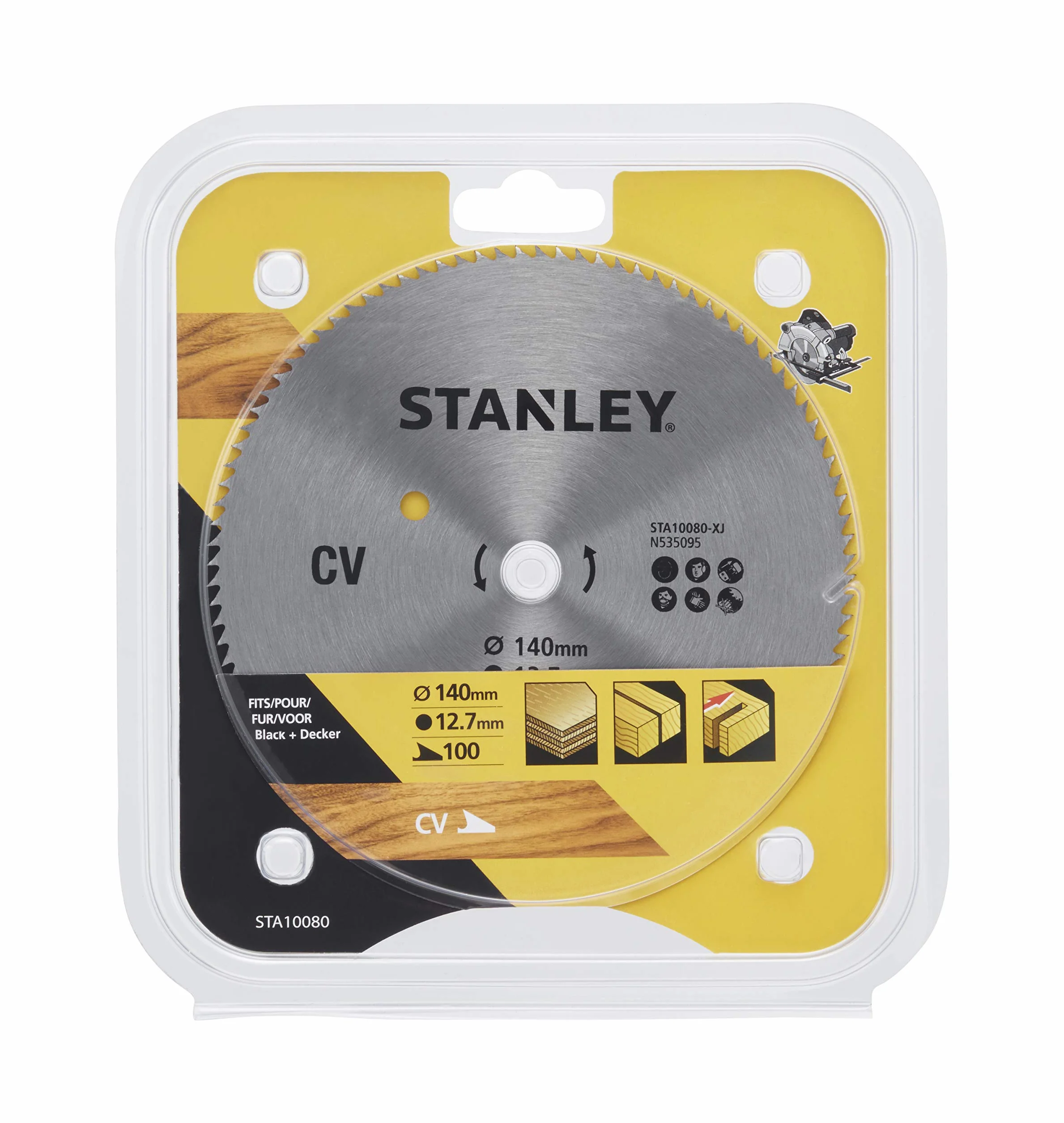 Stanley ostrze do cięcia poprzecznego CV 100 zębów 140 mm otwór 12,7 mm pasuje do Black+Decker