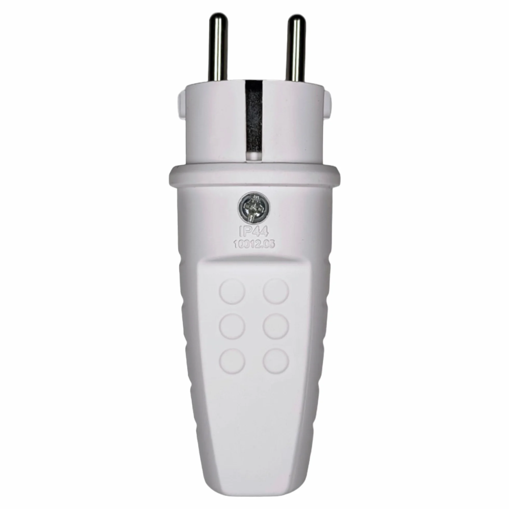 Wtyczka Gumowa 230 V, 16 A, IP44, Odporna na Pęknięcia, Wodoszczelna, Wtyczka Schuko z Zestykiem Ochronnym, z Odciążeniem, 2 Sztuki, Biała