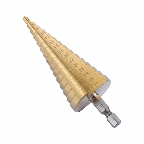 Wiertło stopniowe, wiertło stożkowe HSS, 4-32 mm, azotowany tytanem, rowek spiralny sześciokątny, wiertło do obierania materiałów, w tym stali, mosiądzu, drewna, tworzywa sztucznego
