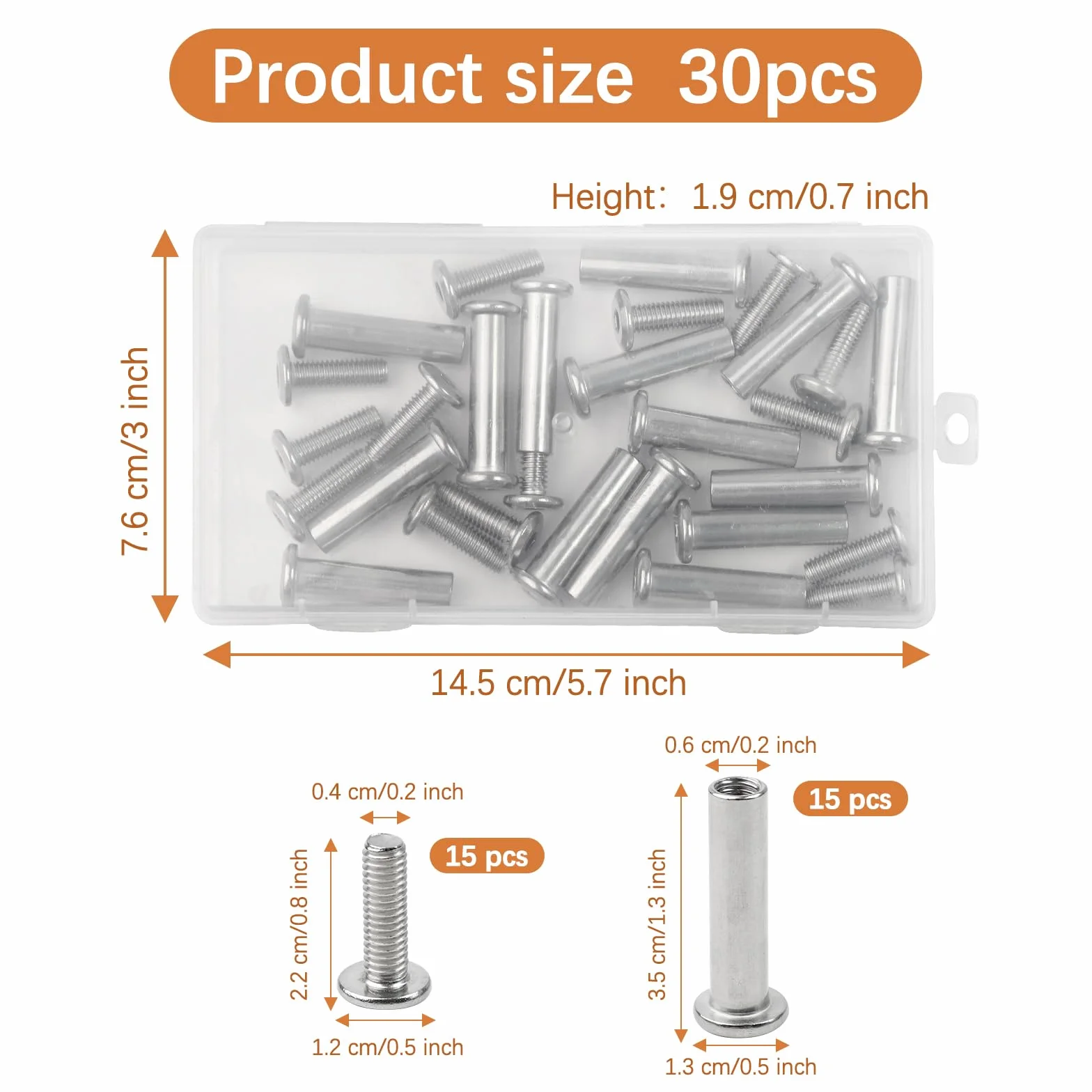 30 sztuk łączników mebli, śruby tulejowe M4 x 32-42 mm, śruby meblowe, łączniki do szafek, do mebli, szafek, desek drewnianych
