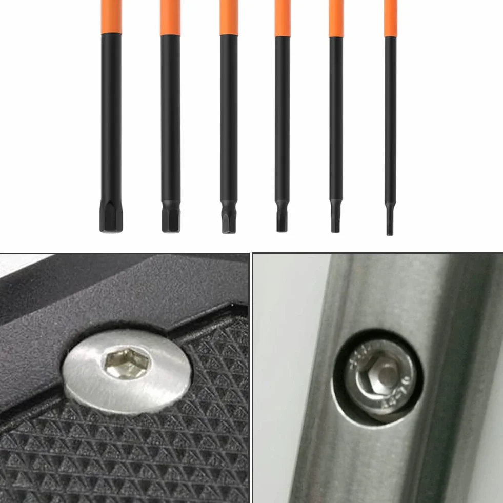 6 sztuk 100 mm zestaw bitów magnetycznych z łbem sześciokątnym 1/4 cala, trzpień sześciokątny, zestaw bitów S2, stal Hex, zestaw bitów sześciokątnych (H2/H2.5/H3/H4/H5/H6)