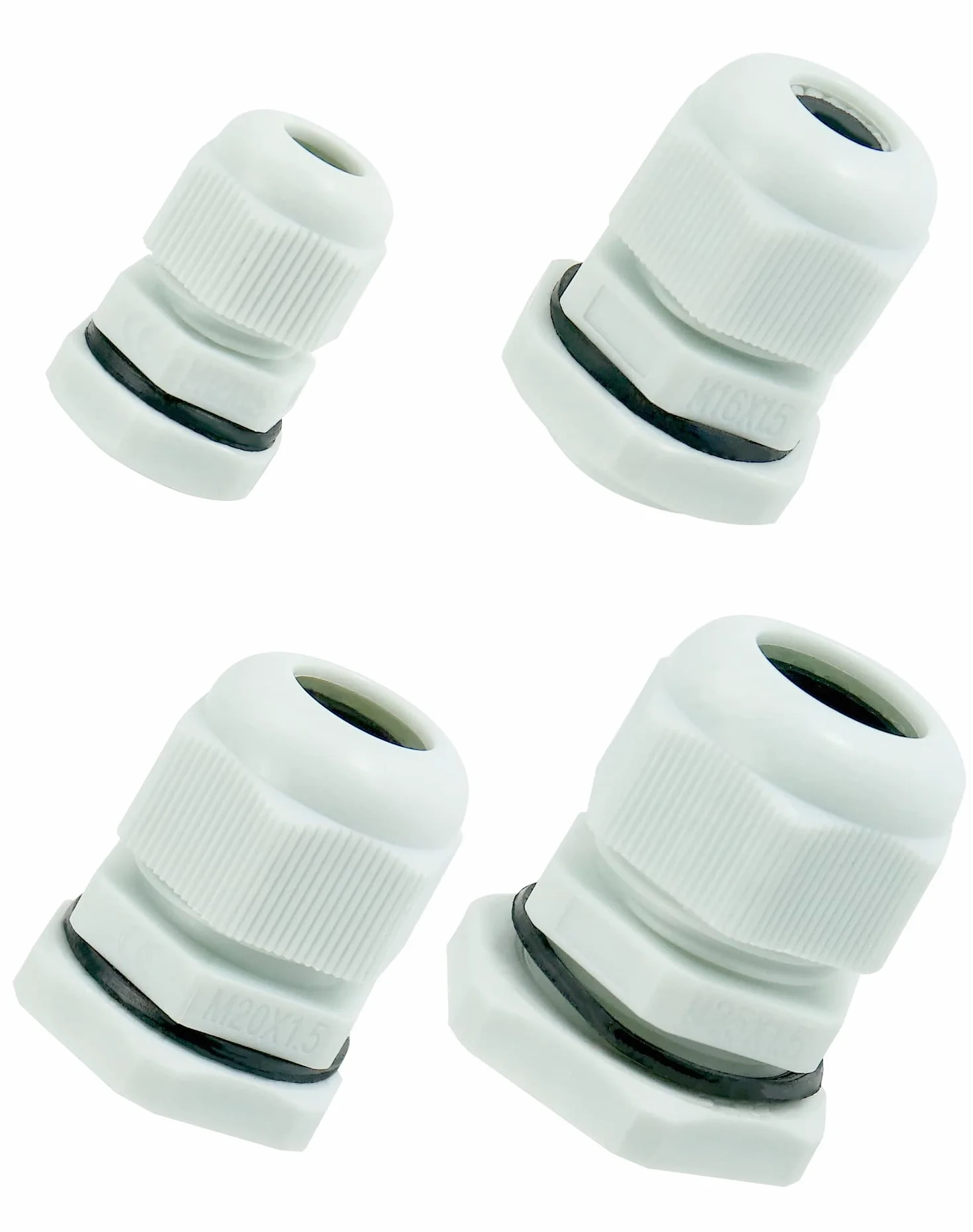 QWORK® 32 szt. Dławnice kablowe, wodoodporny plastikowy dławik kablowy, M12, M16, M20, M25
